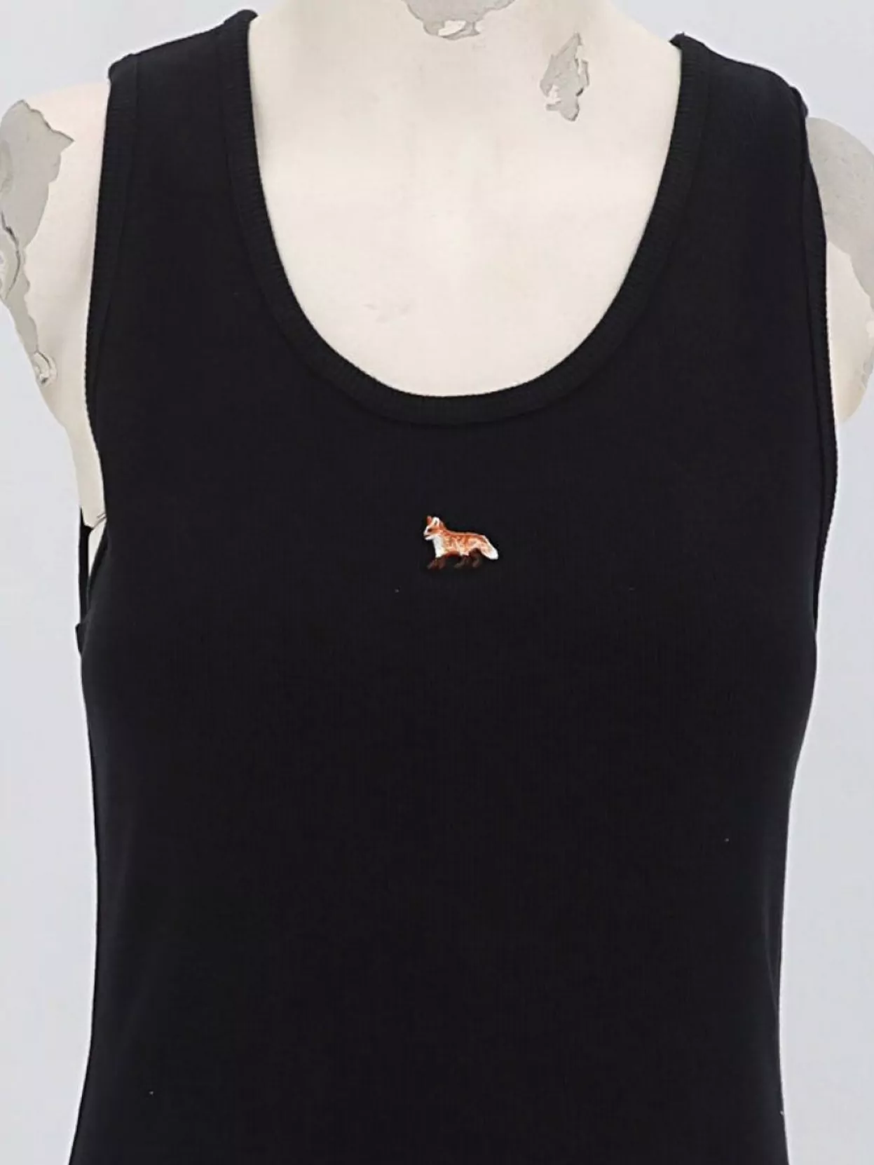 Maison Kitsuné Black Baby Fox Ribbed Tank Midi Dress In Black