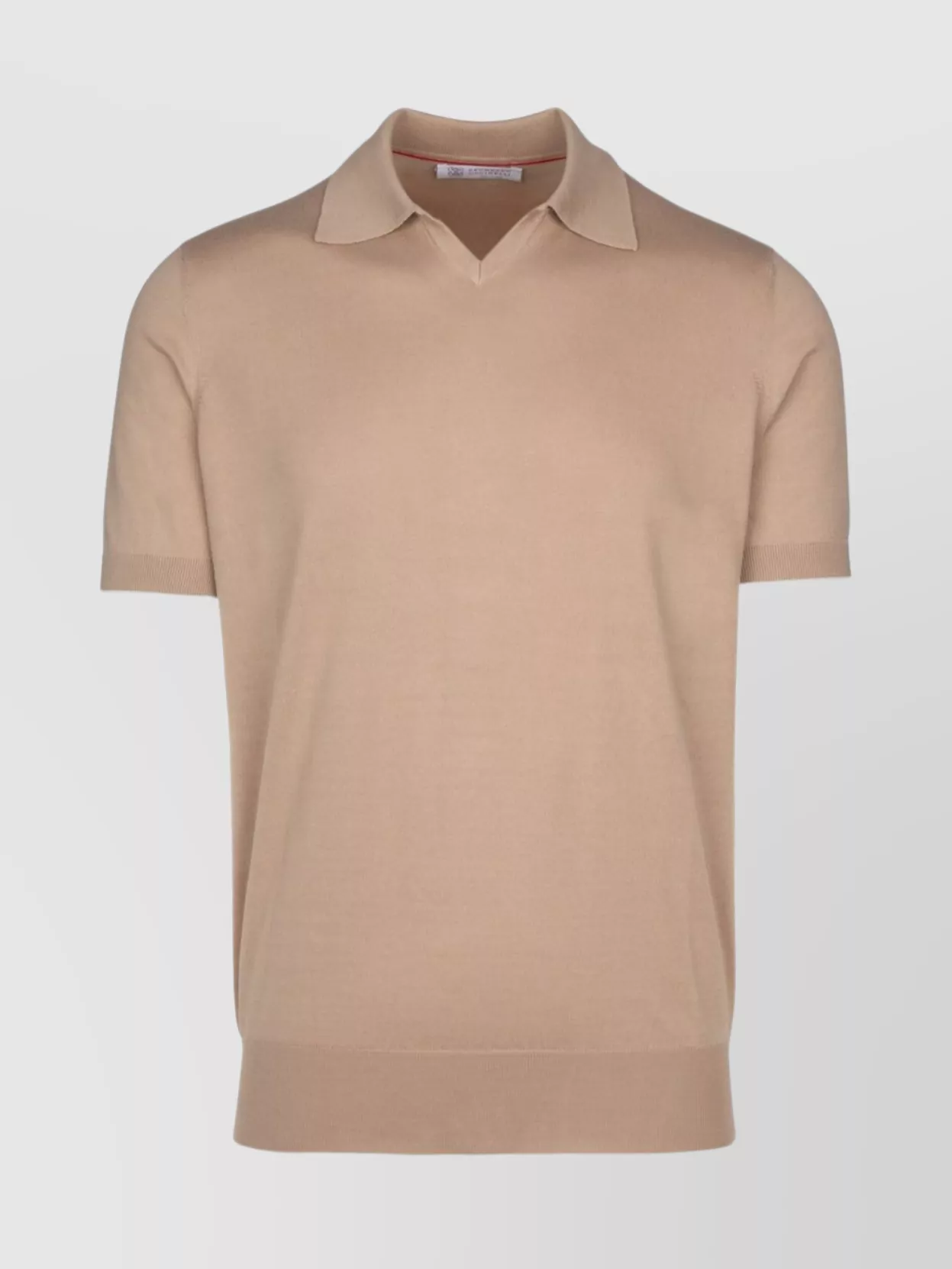 Brunello Cucinelli Ribbed Collar Polo Shirt In Metallic