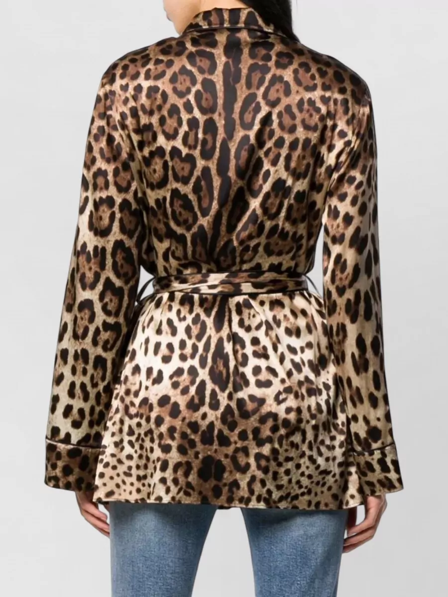 Dolce&Gabbana Silk Shirt Leopard Print Belted Waist