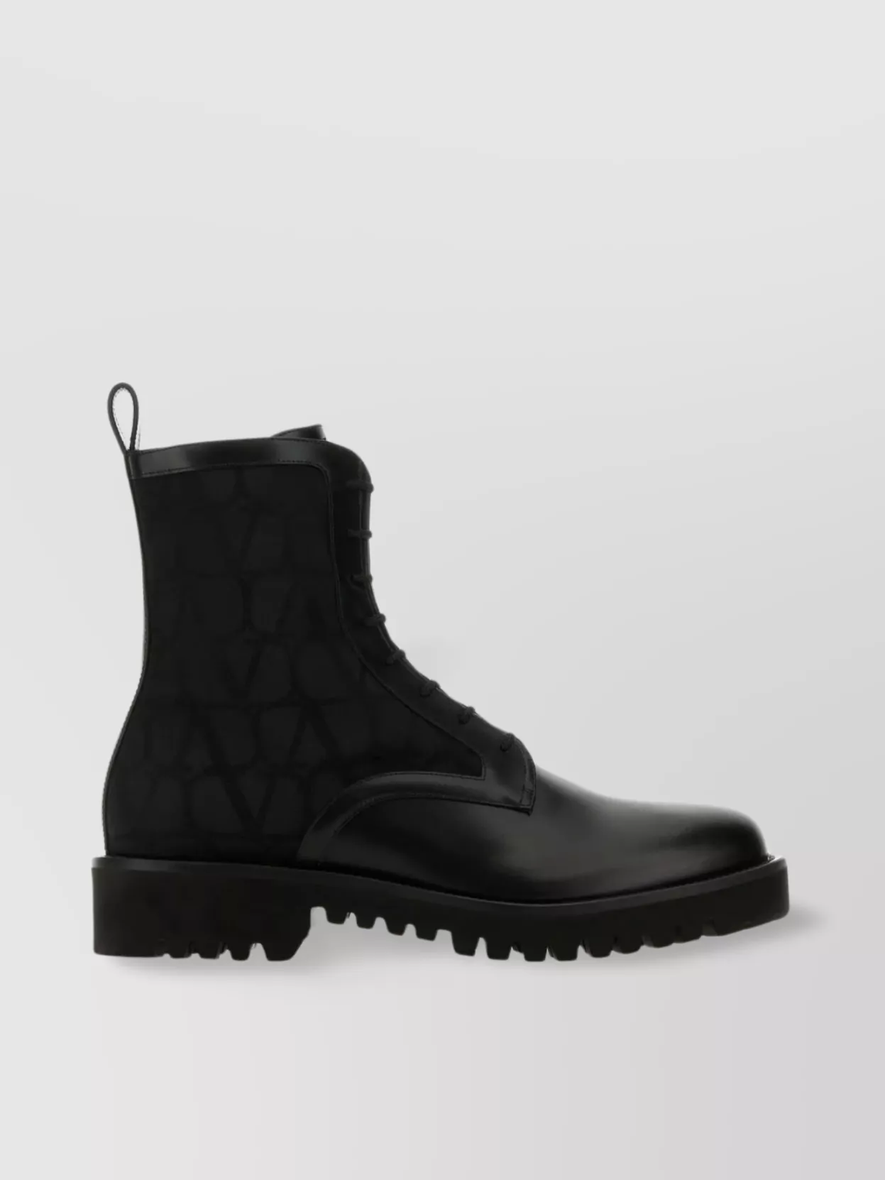 Shop Valentino Iconographe Toile And Leather Ankle Boots In Black