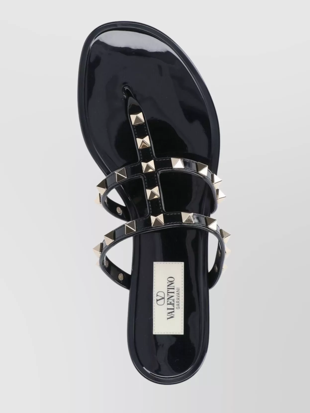 Shop Valentino Heel Sandals With Studded Straps And Flat Sole In Black