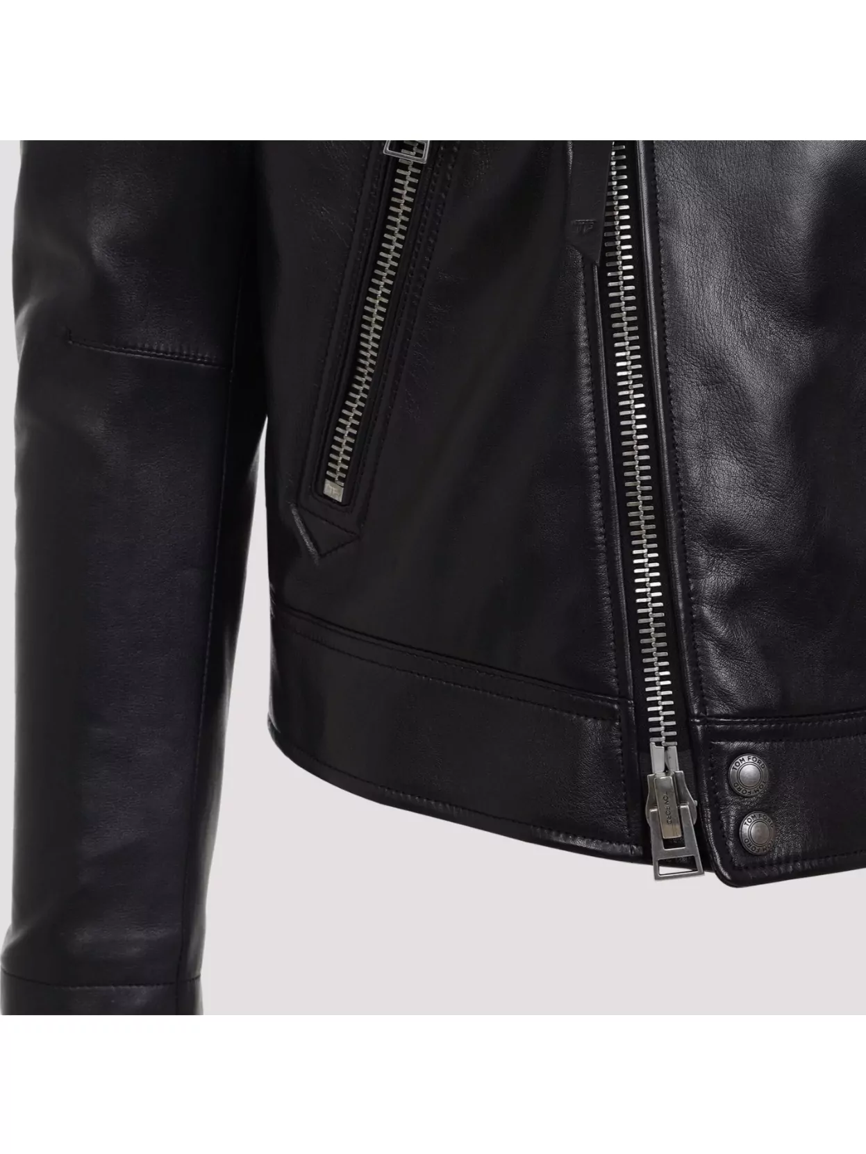Tom Ford Biker Leather Jacket In Black