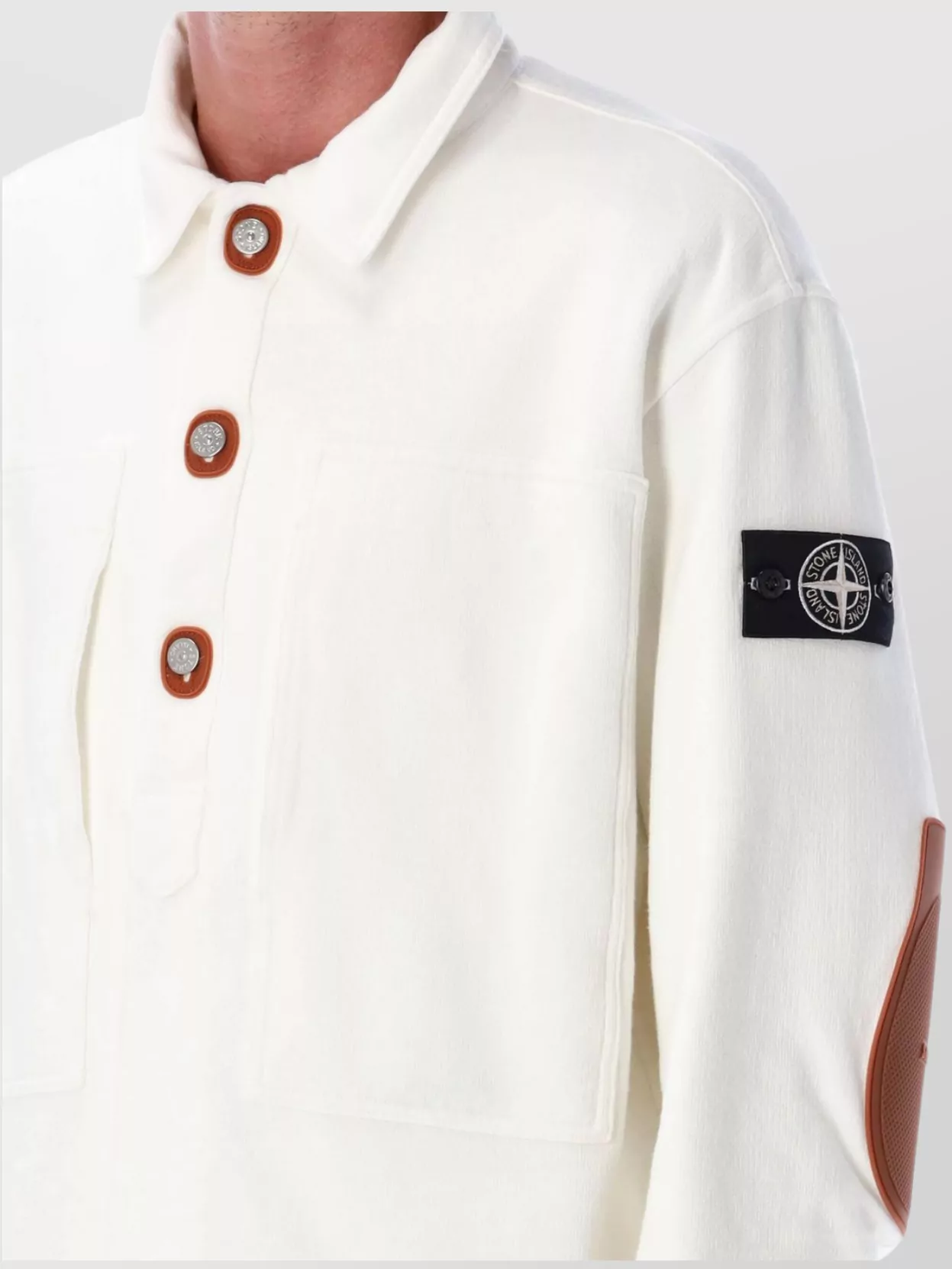 Stone Island Collared Design Cotton Knit-Look Jacket