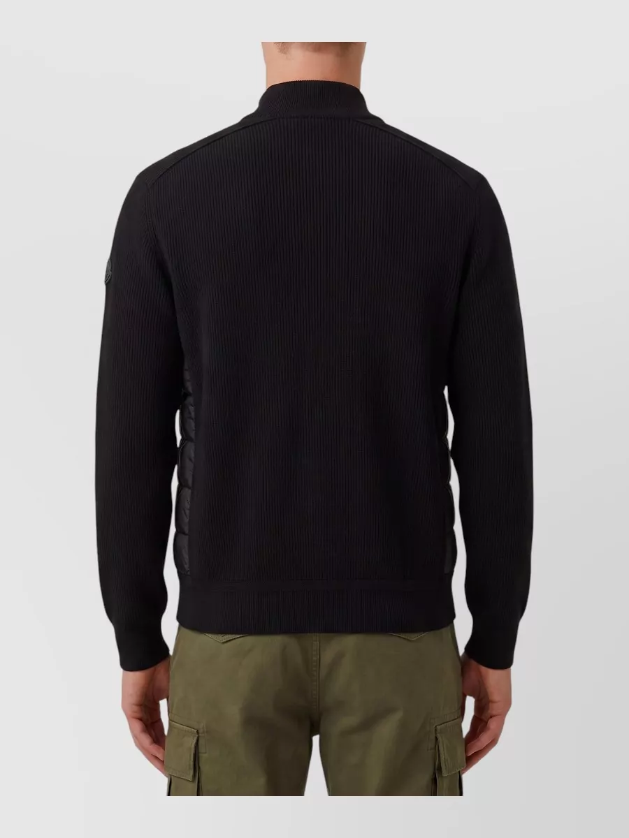 Moncler Wool Cashmere Quilted Zip Up Cardigan