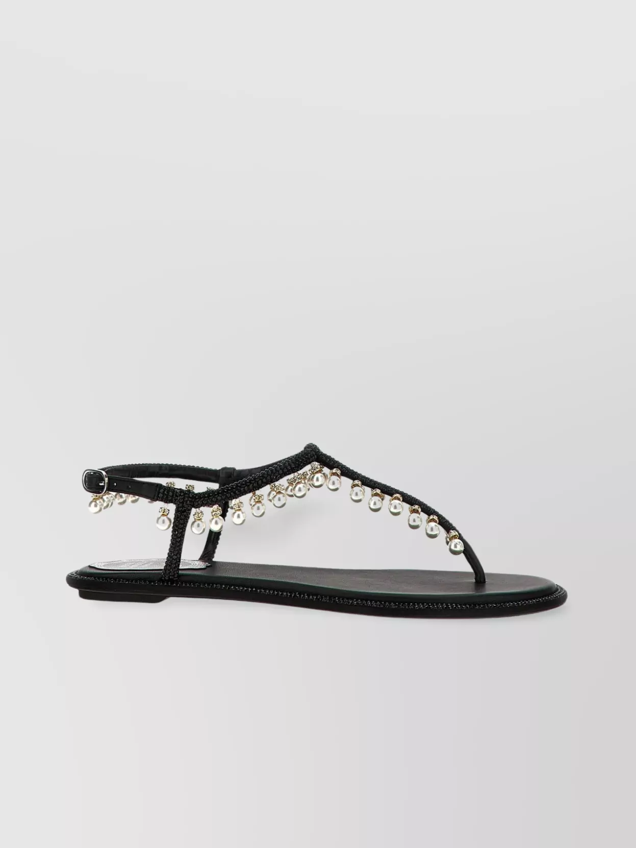 Rene Caovilla Flat Sandals Adorned Open Toe