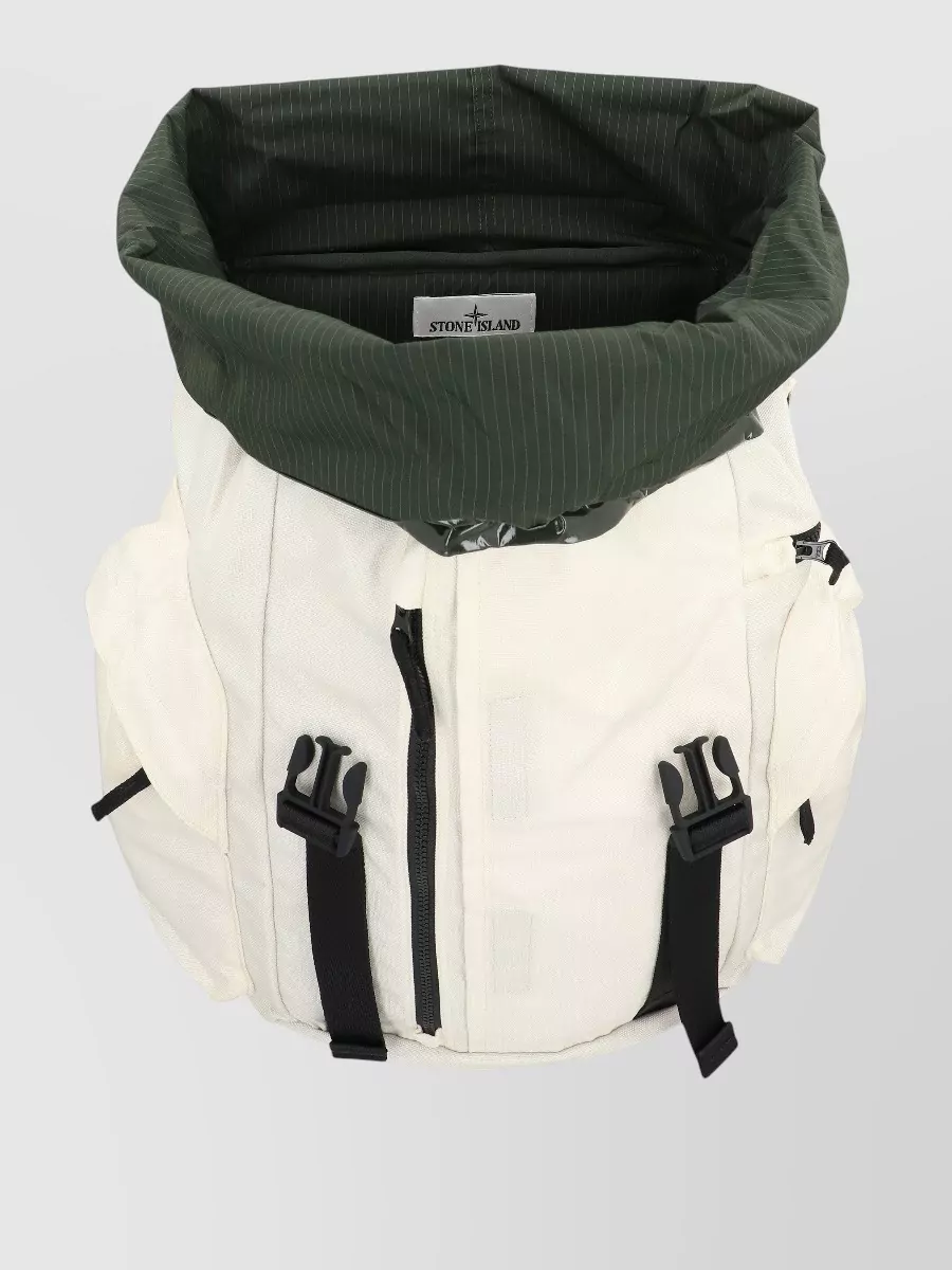 Stone Island Technical Fabric Backpack Featuring Multiple Pockets