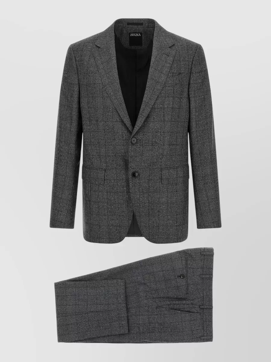 Zegna Checked Wool Straight-Leg Tailored Trousers