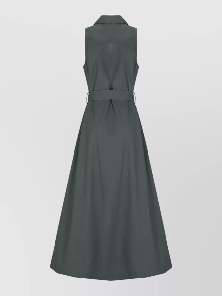 Woolrich Cotton Sleeveless Belted Midi Dress