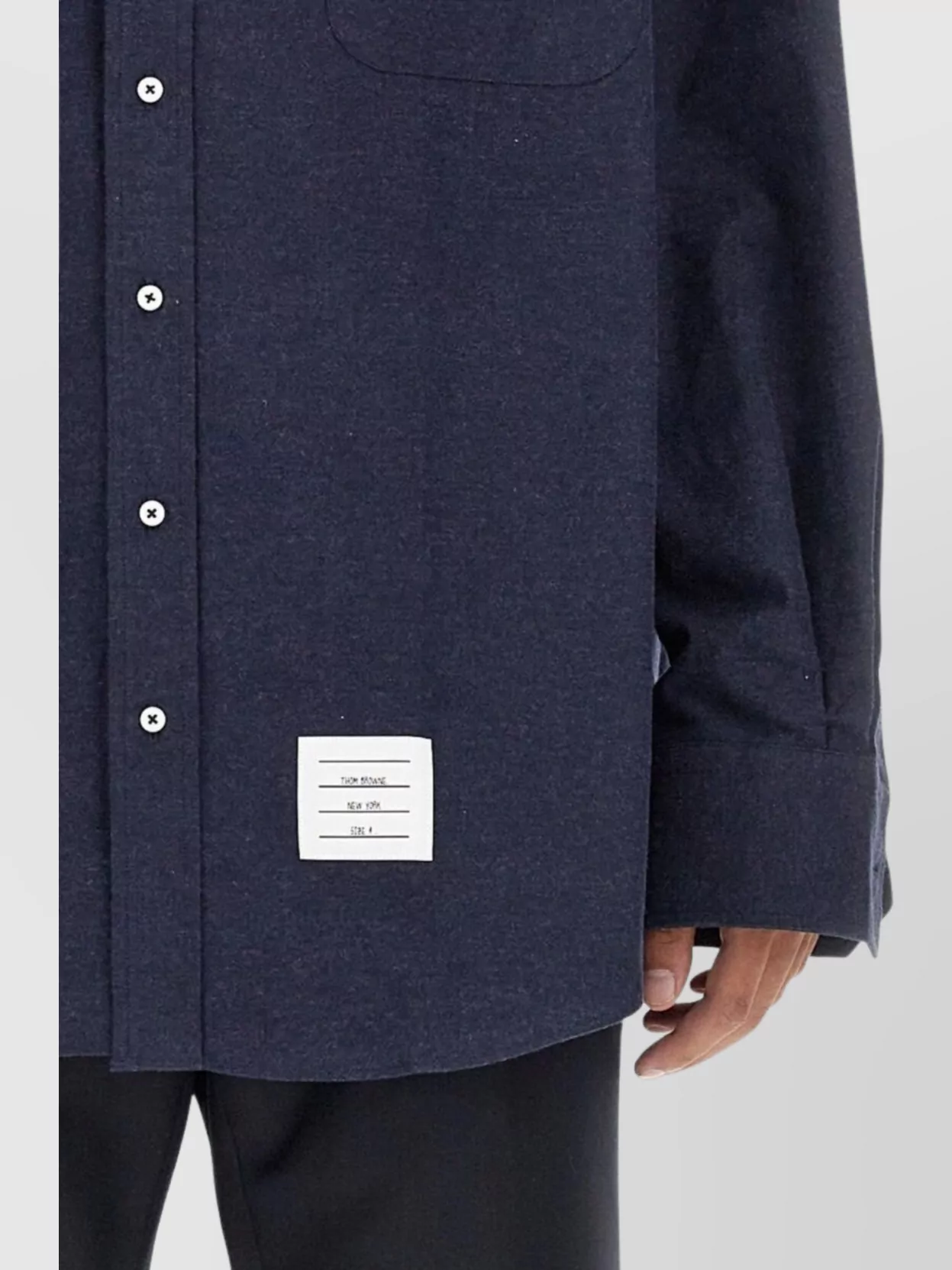 Thom Browne Oversize Long Sleeve Shirt With Pocket And Stripe Detail