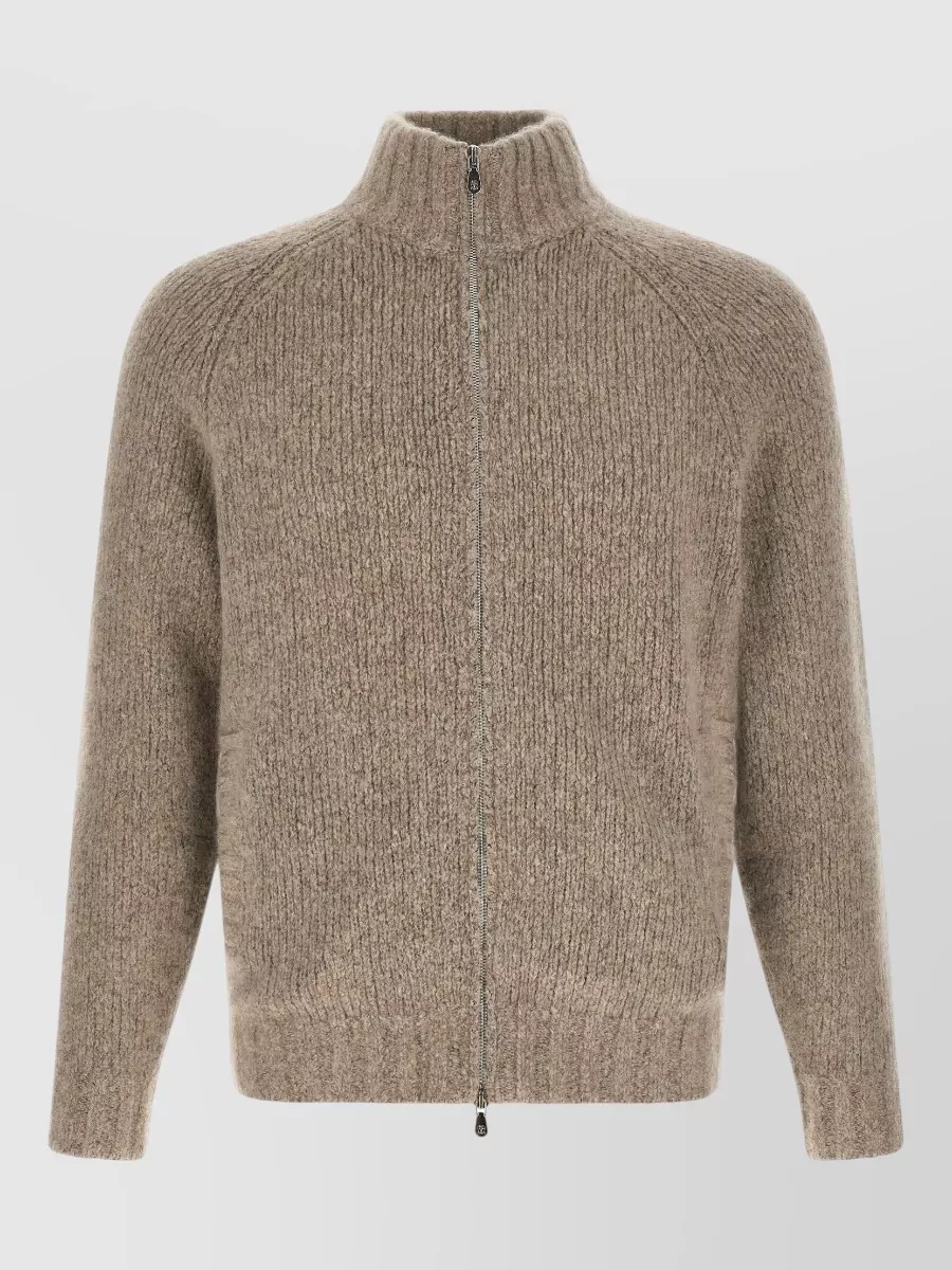 Brunello Cucinelli cashmere silk high-neck zip cardigan