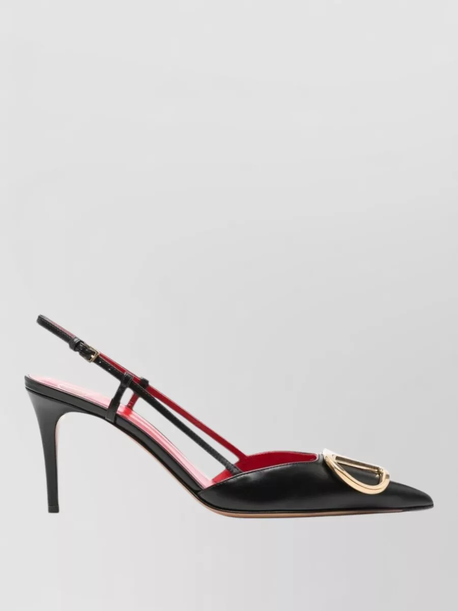Valentino Garavani Leather Logo-Embellished Pointed-Toe Pumps