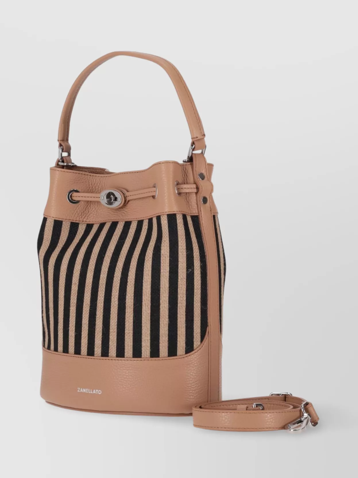 Zanellato Striped Top Handle Shoulder Bag Metal