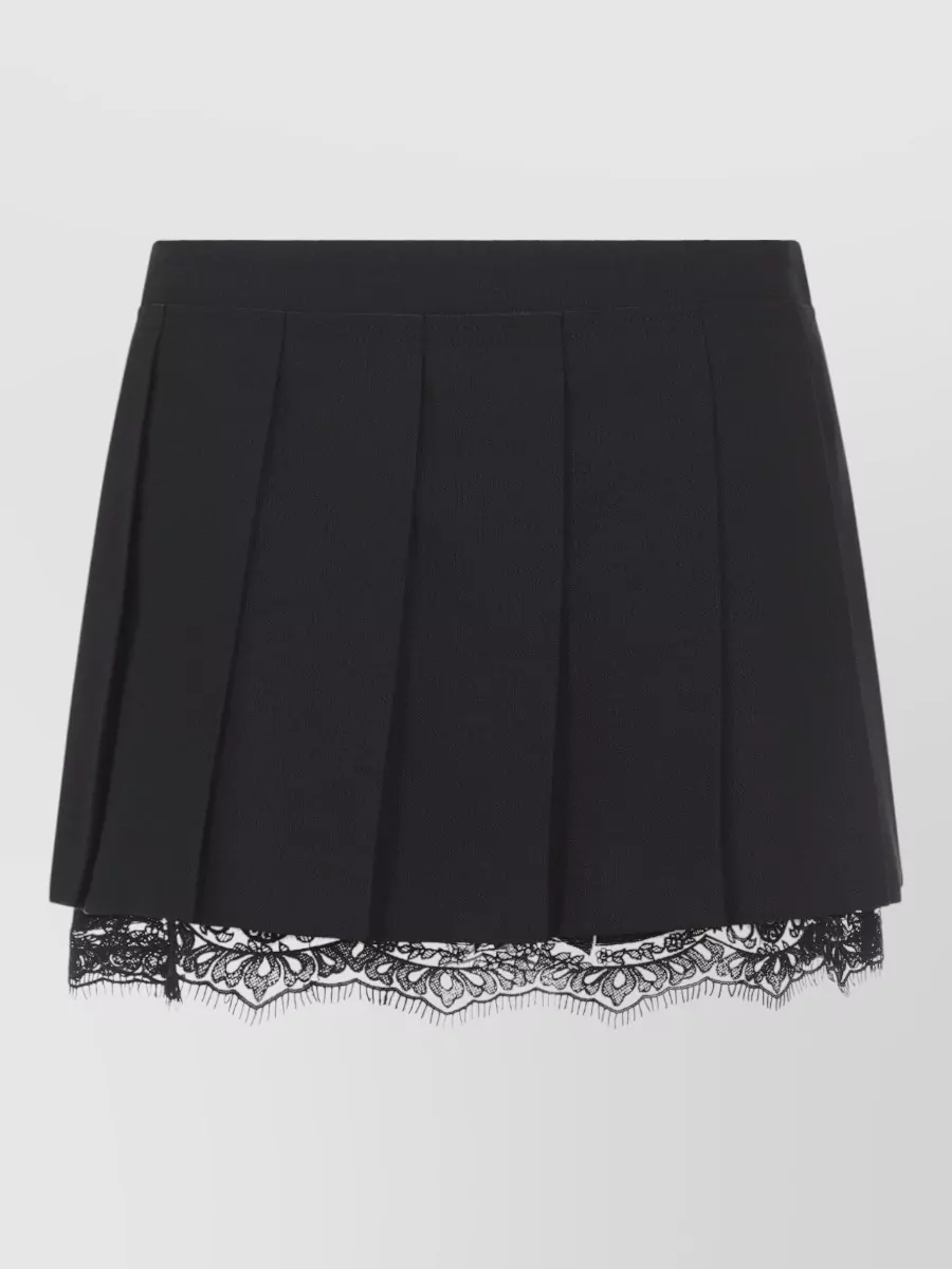 Acne Studios Wool Blend Pleated Mini Skirt Lace