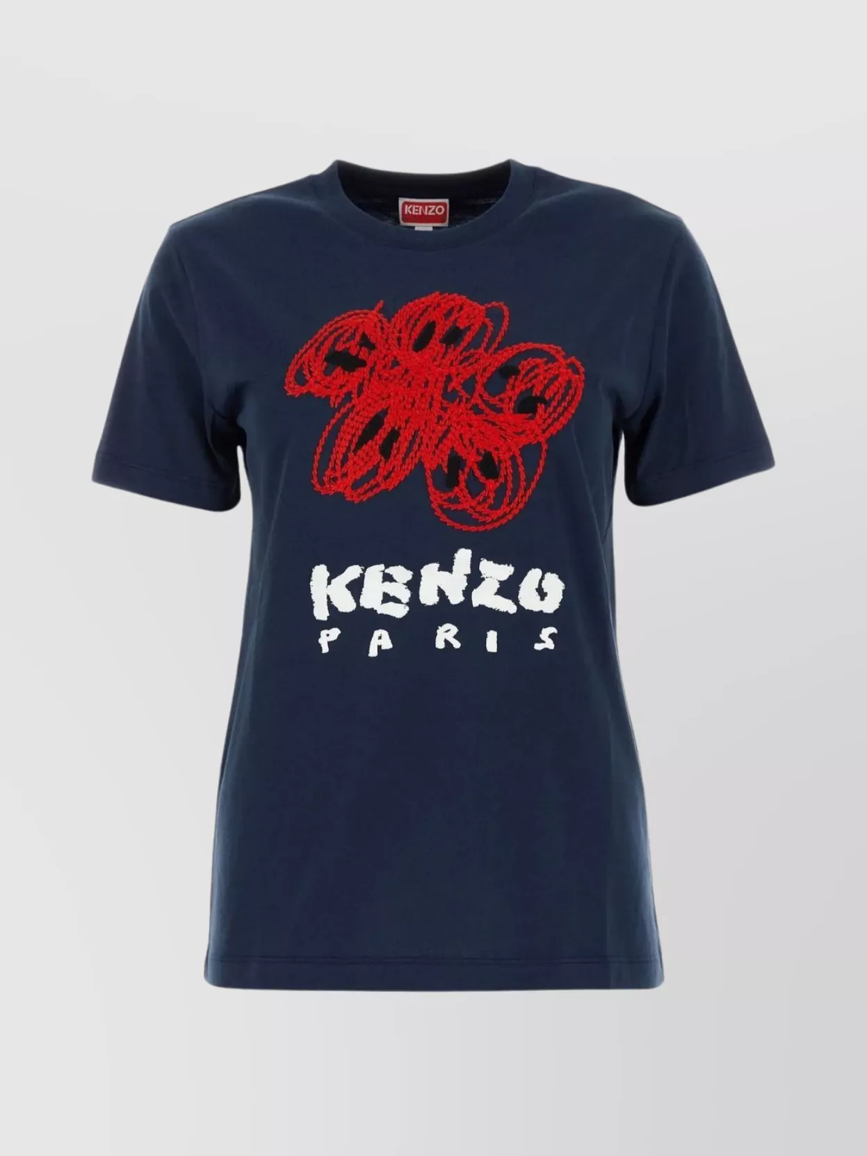 Shop Kenzo Relaxed Fit Cotton Crew-neck T-shirt With Contrasting Embroidery In Blue