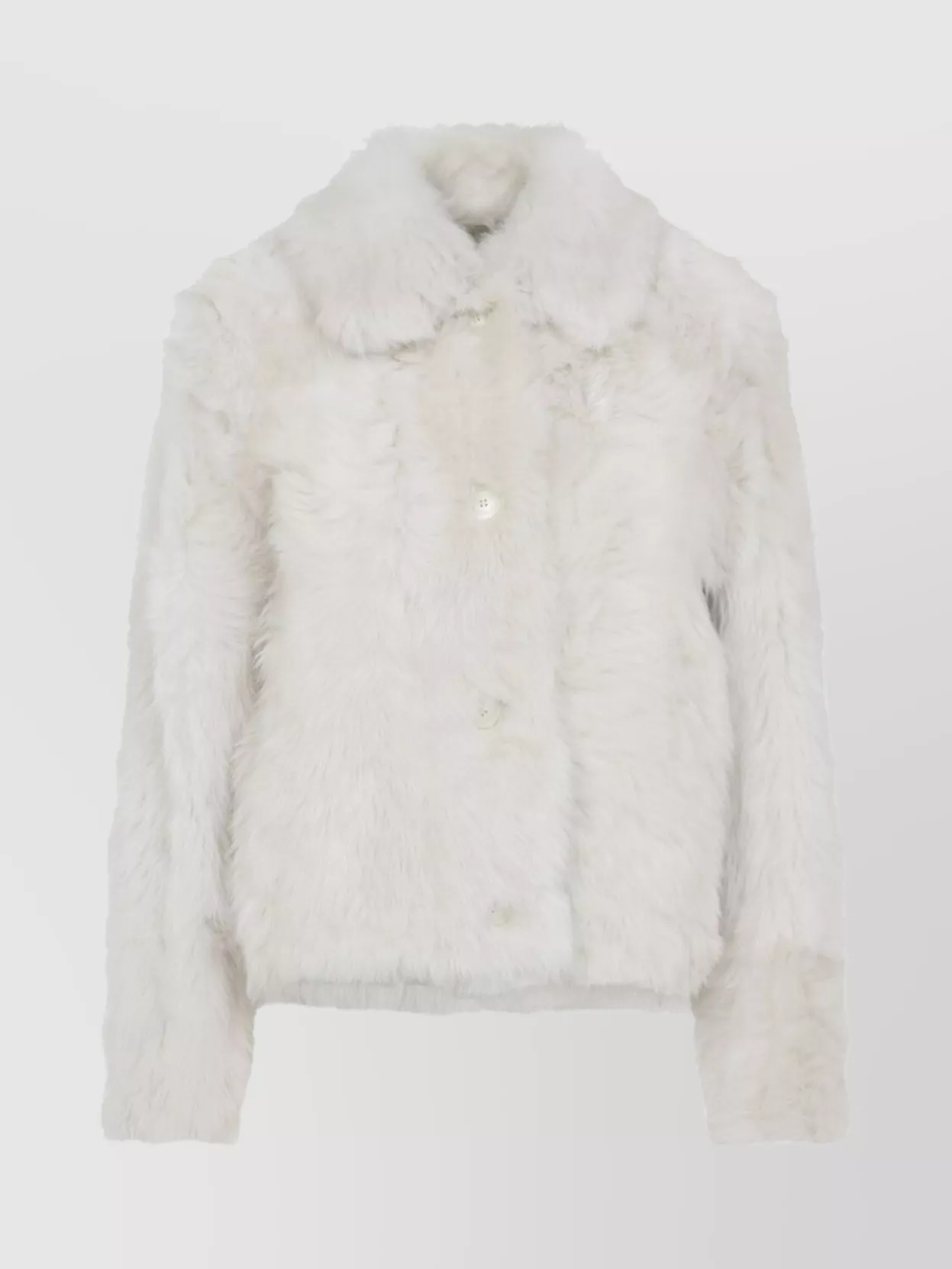 Yves Salomon Collared Lamb Fur Jacket With Long Sleeves