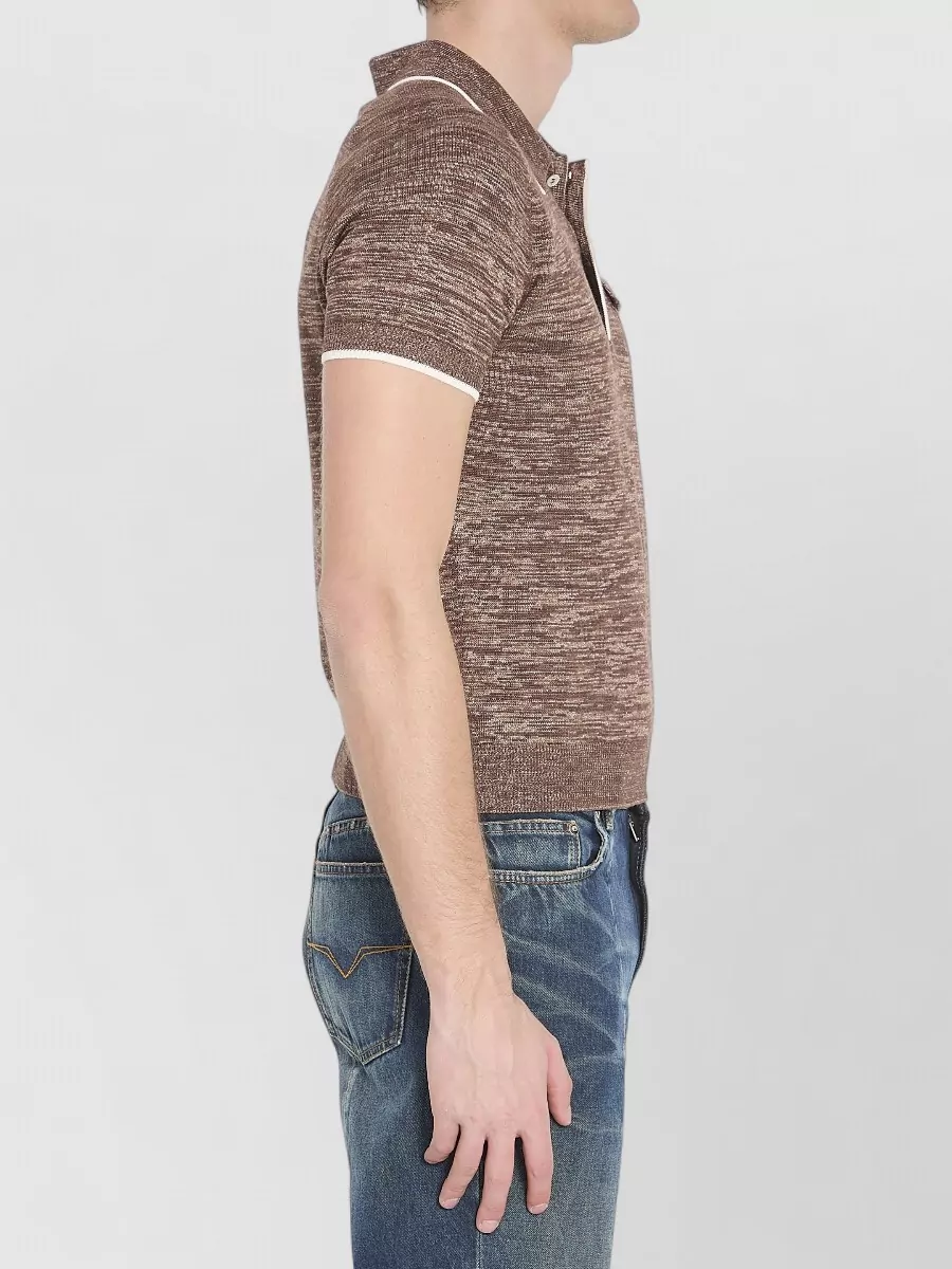 Versace Silk-Blend Mouliné Knit Polo Shirt