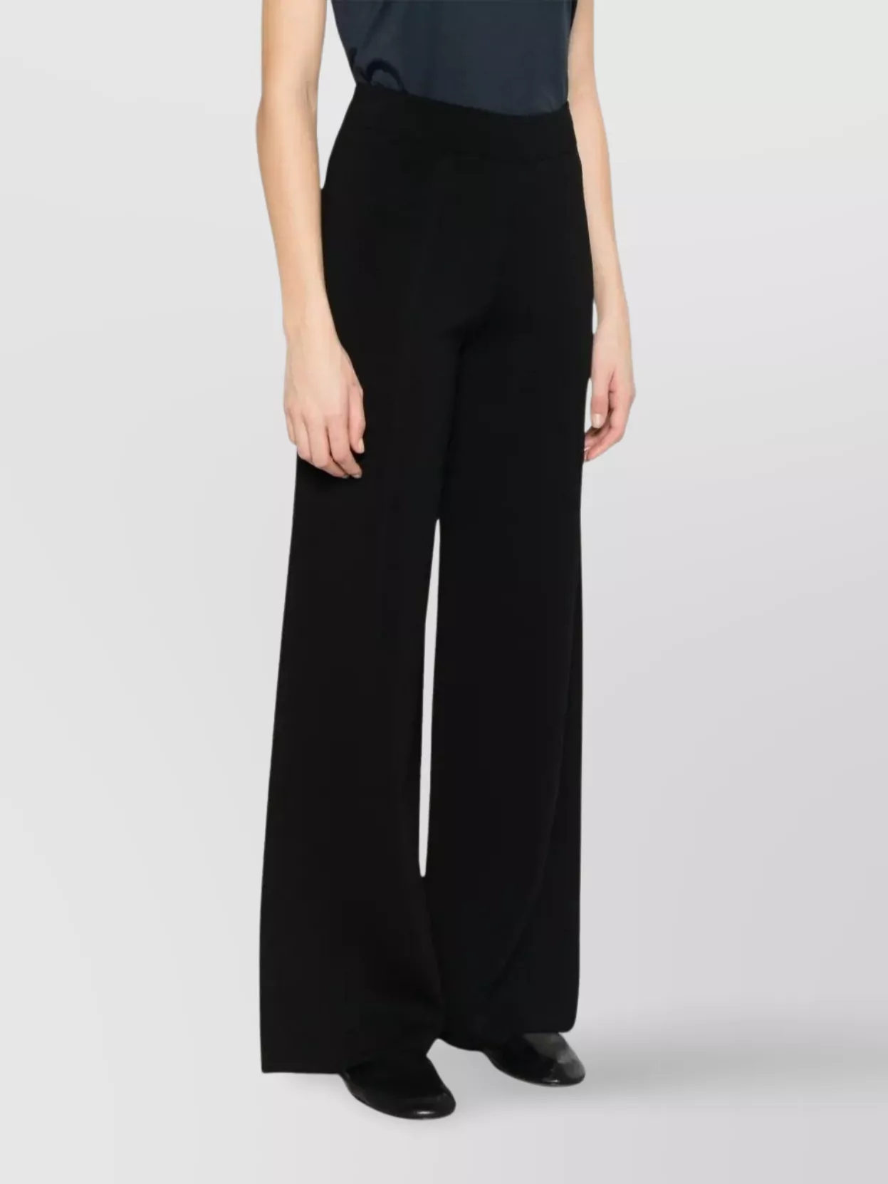 Max Mara Trousers Featuring Elastic Waistband And High-rise Waist In Black