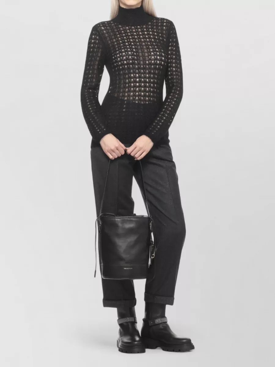 Fabiana Filippi Perforated Knit Sweater High Neck