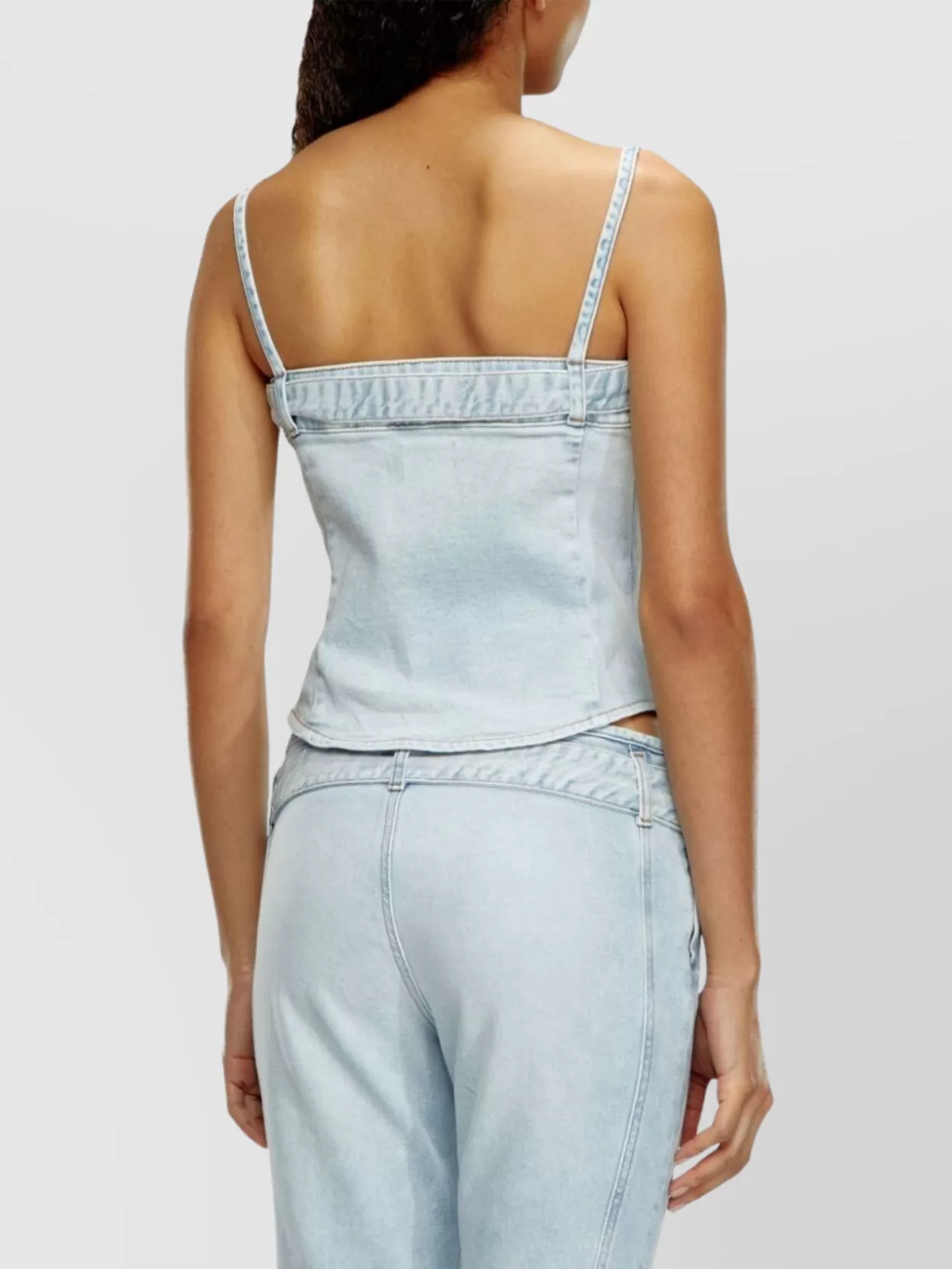 Diesel Denim Cotton Cropped Top Belt