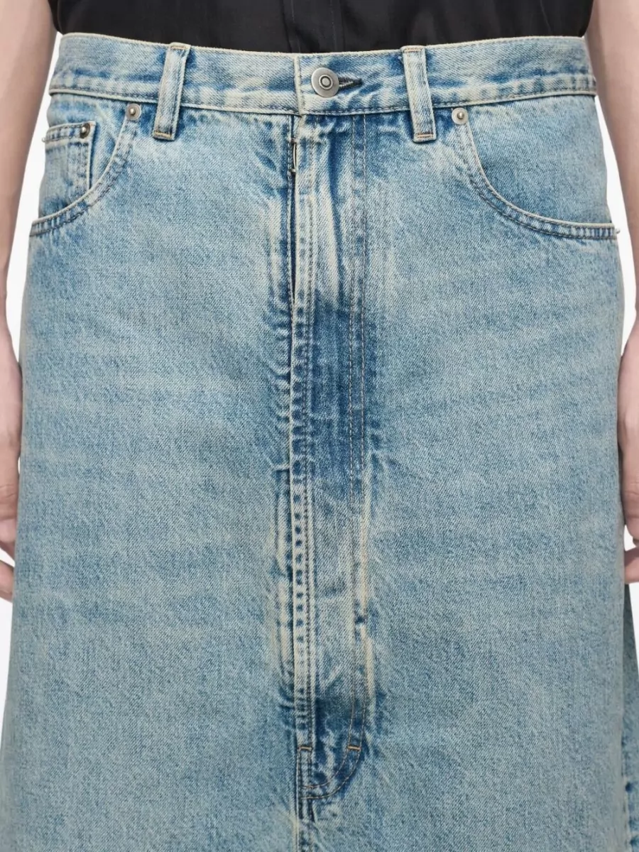 Maison Margiela Denim Dropped-Rise Raw-Cut Hem Bermuda Shorts
