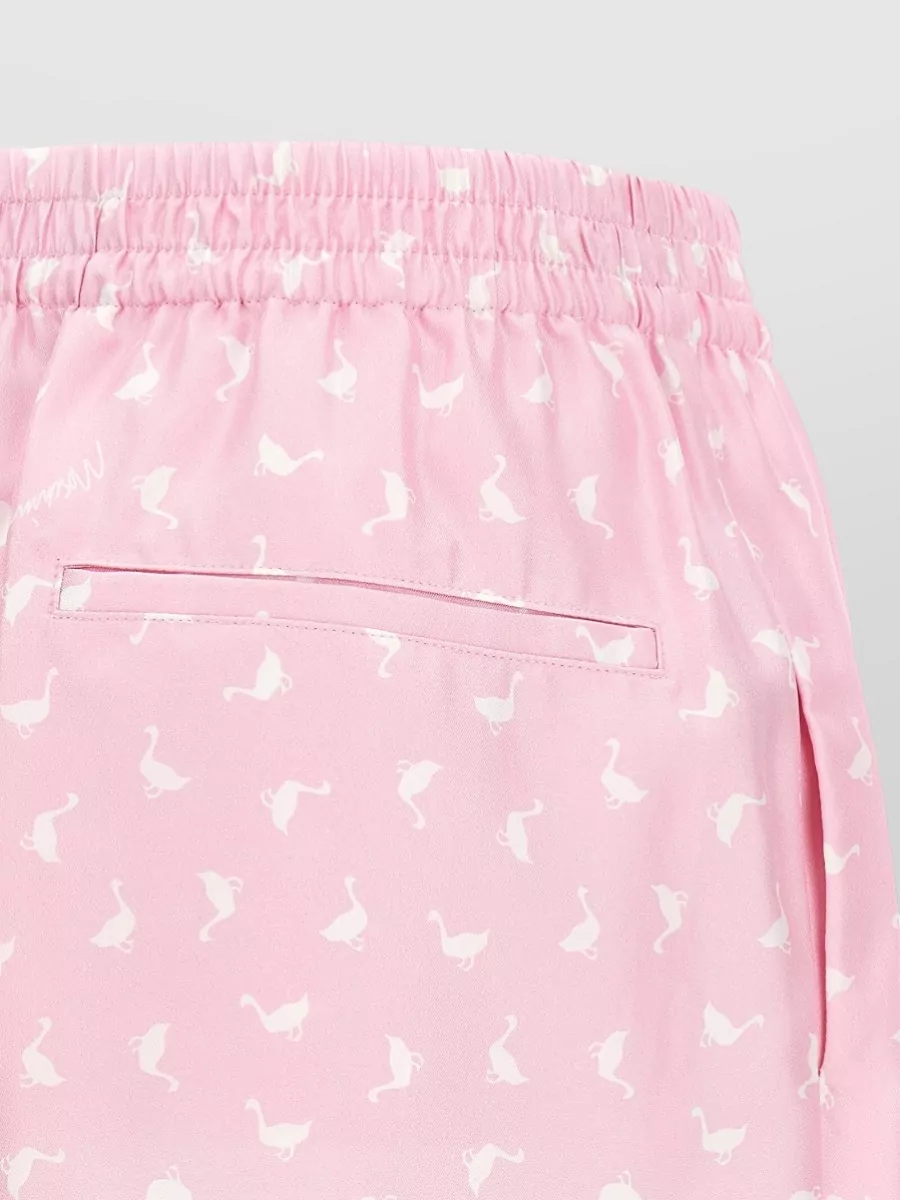 Moschino Pleated Shorts Bird Print Button Detail