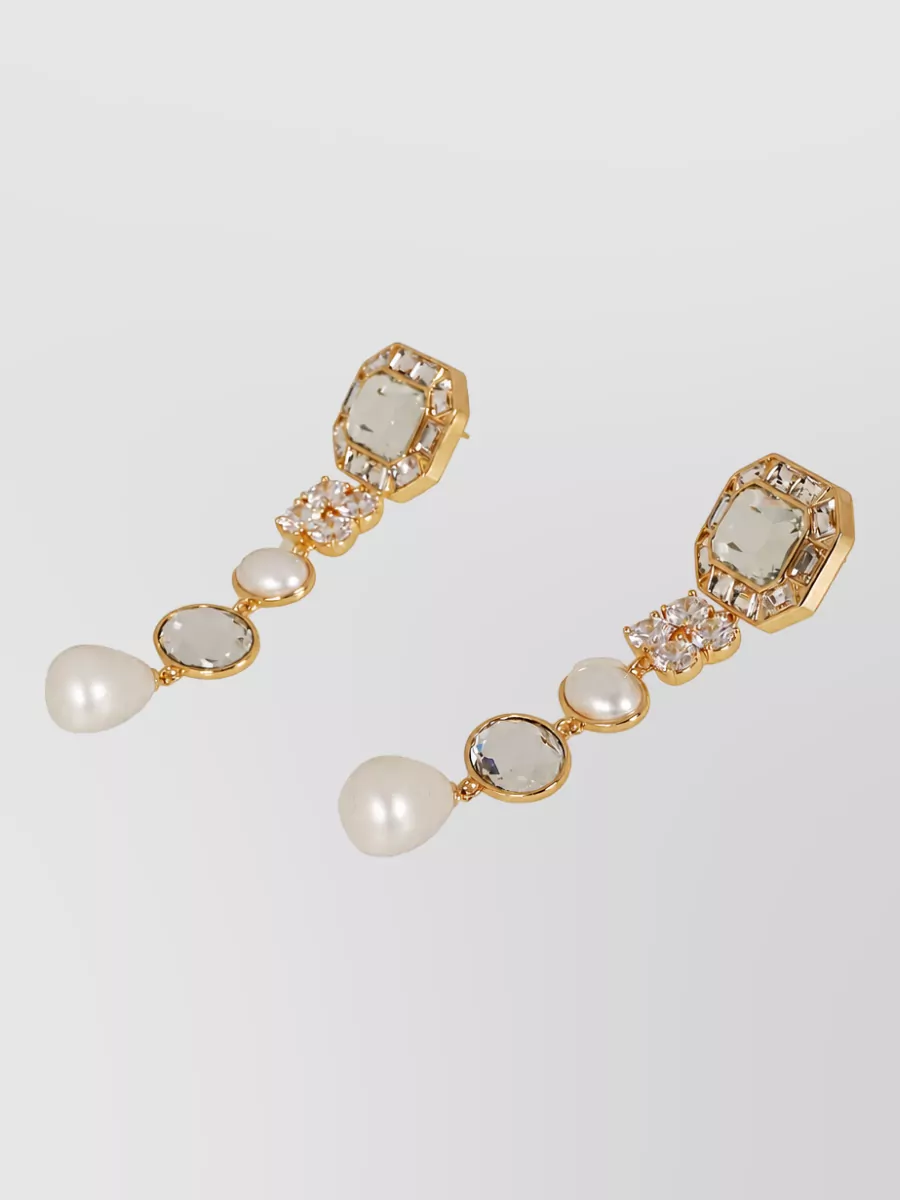 Self-Portrait Crystal Pearl Tiered Earrings