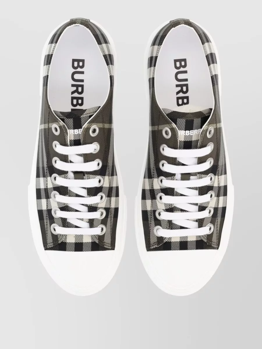 Burberry Check Pattern Sneakers Round Toe Rubber Sole