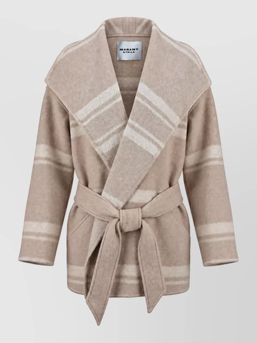 Isabel Marant Etoile wool blend belted geometric knit cape