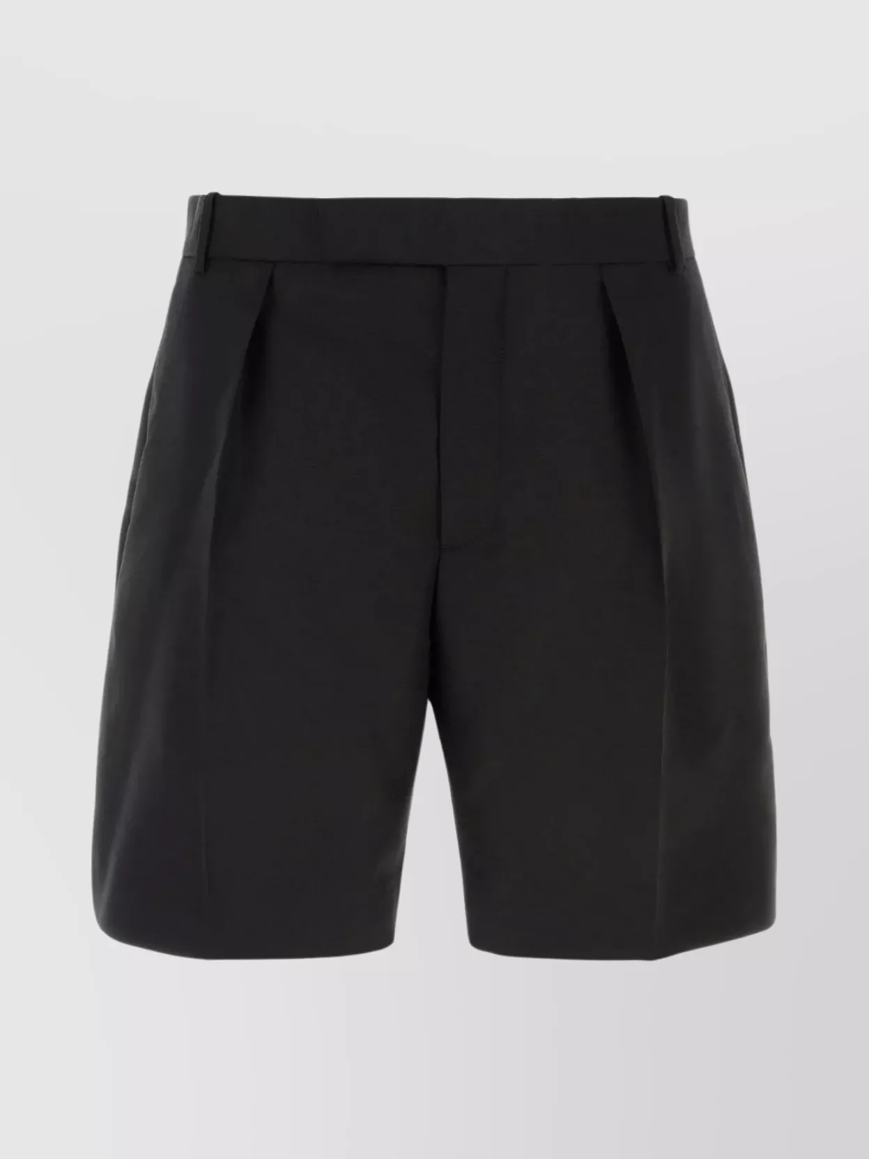 Shop Alexander Mcqueen Wool Blend Pleated Bermuda Shorts In Black