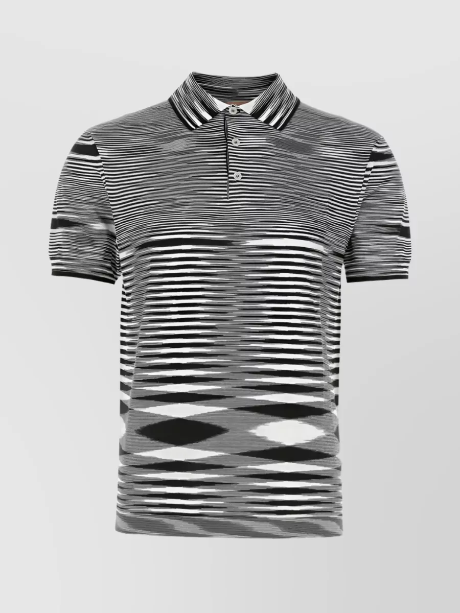Shop Missoni Knit Polo Shirt With Polo Collar In Black