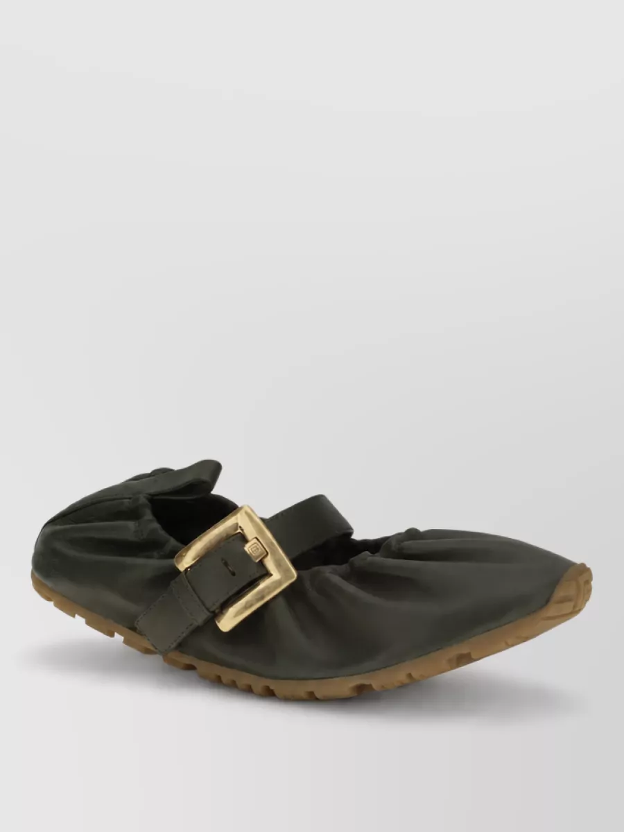 Balmain leather buckle strap ballerina shoes