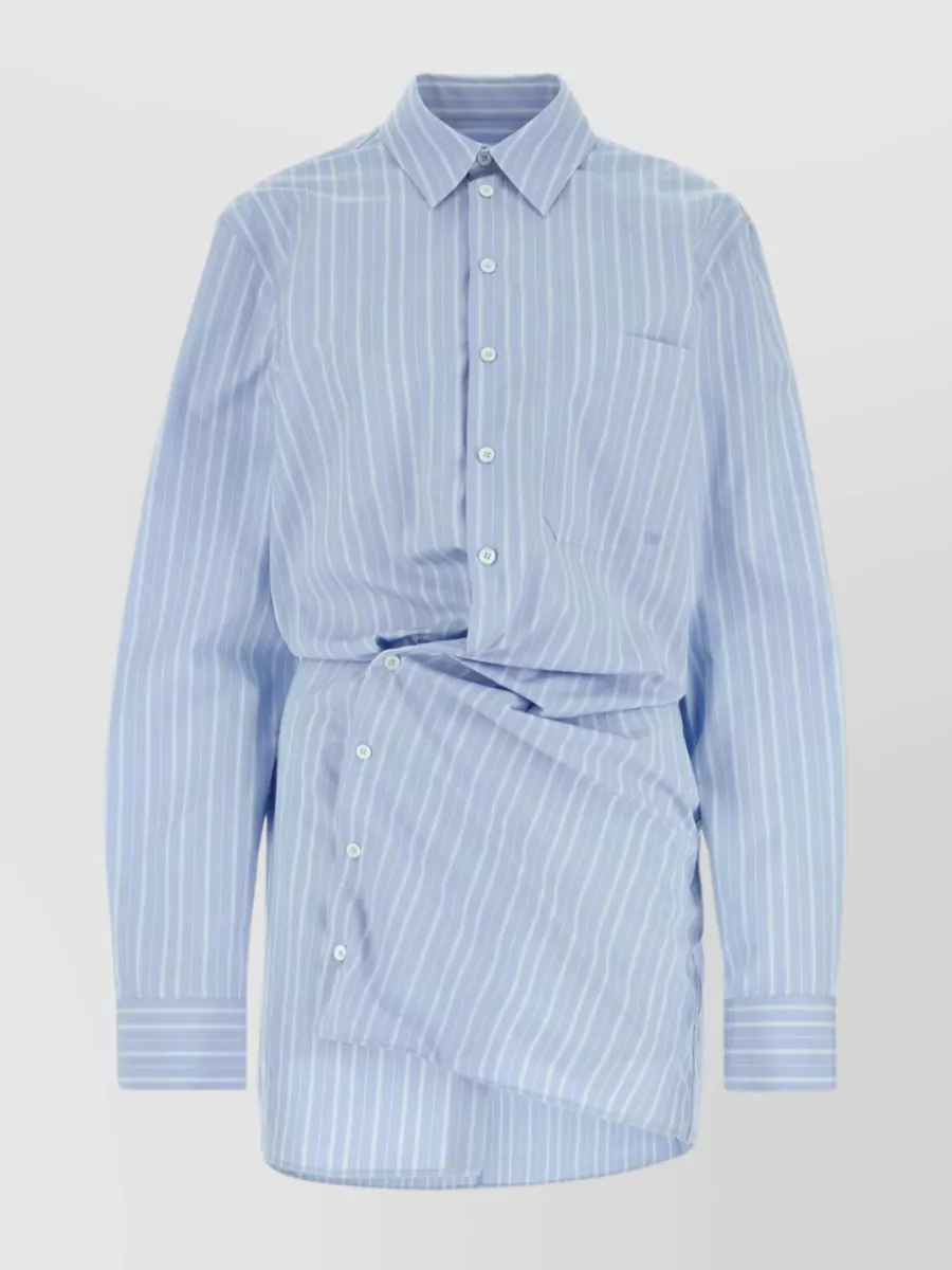 Shop Off-white Striped Cotton Shirt Dress In Blue