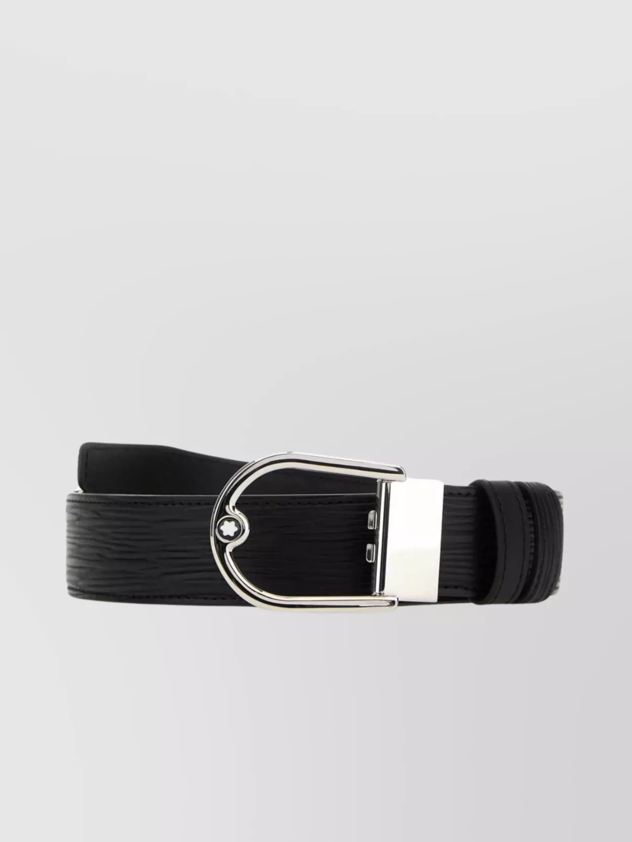 Shop Montblanc Leather Belt With Adjustable Fit And Textured Finish