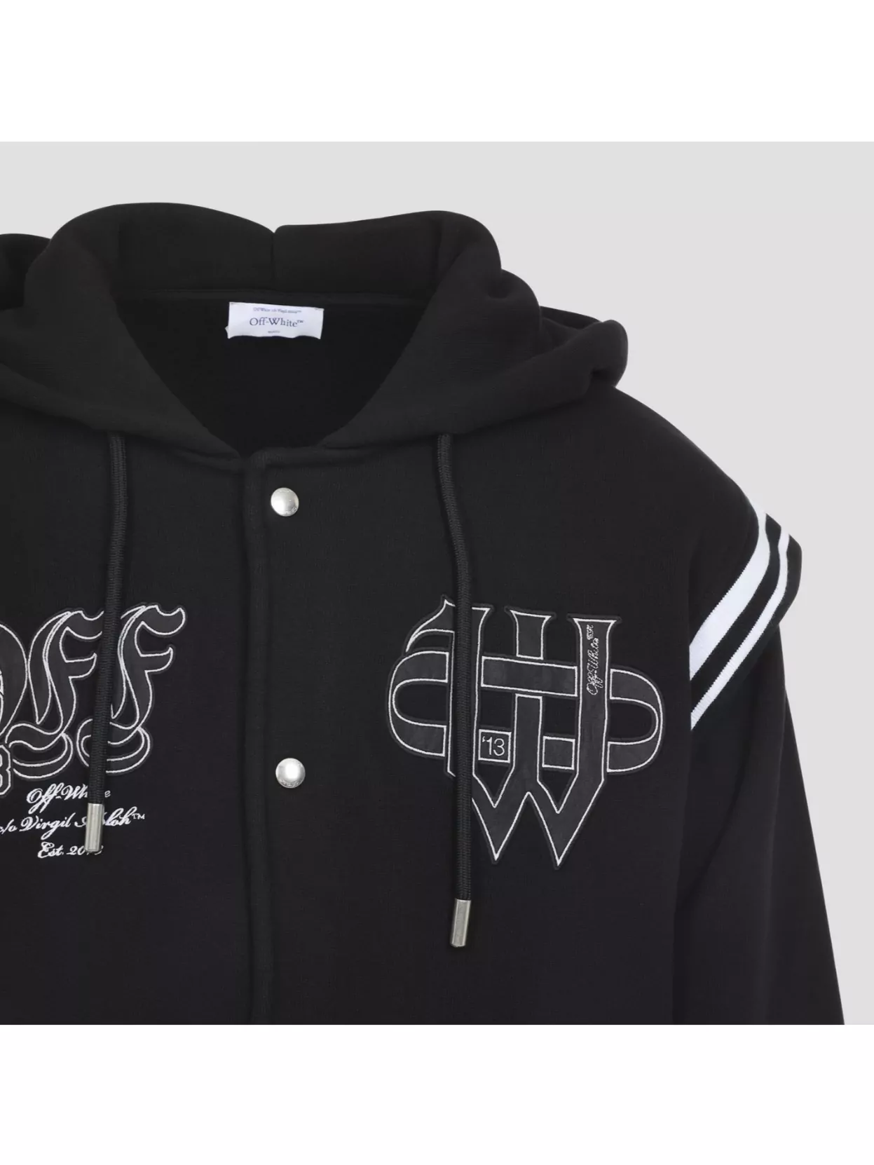 Off-White Varsity Hooded Fleece Jacket Pockets