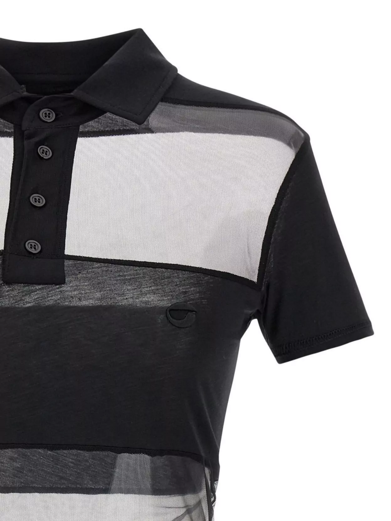 Coperni Striped Top With Polo Collar And Sheer Panels