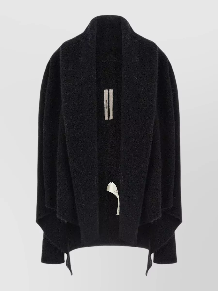 Rick Owens Wool hooded draped cape