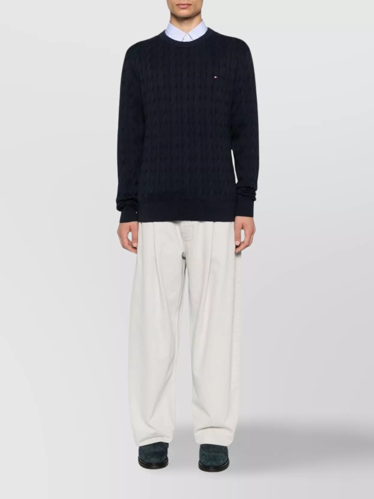 Tommy Hilfiger Organic Cotton Cable Knit Crew Neck Sweater