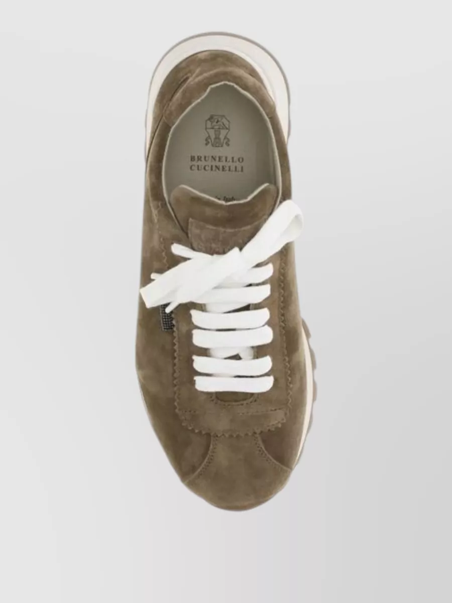 Brunello Cucinelli Leather Platform Low-Top Sneakers