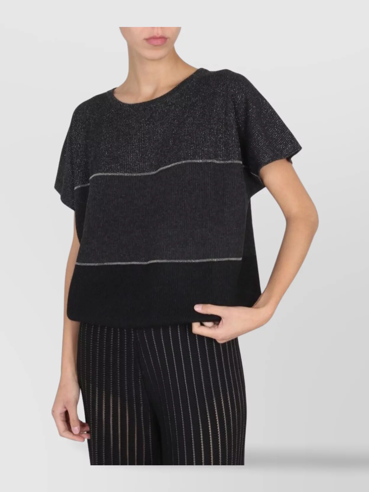 Fabiana Filippi Metallic Striped Knitwear Short Sleeves