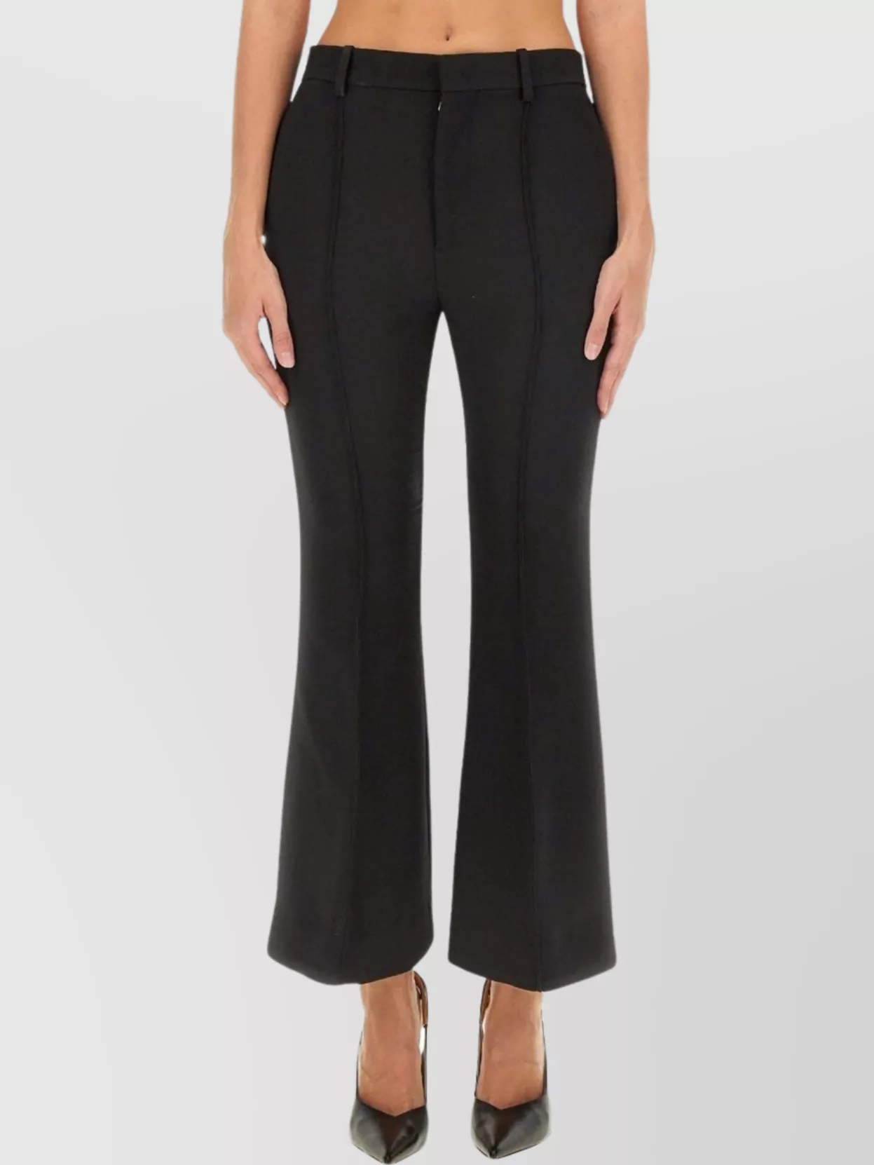Bottega Veneta High Waist Flared Trousers With Belt Loops