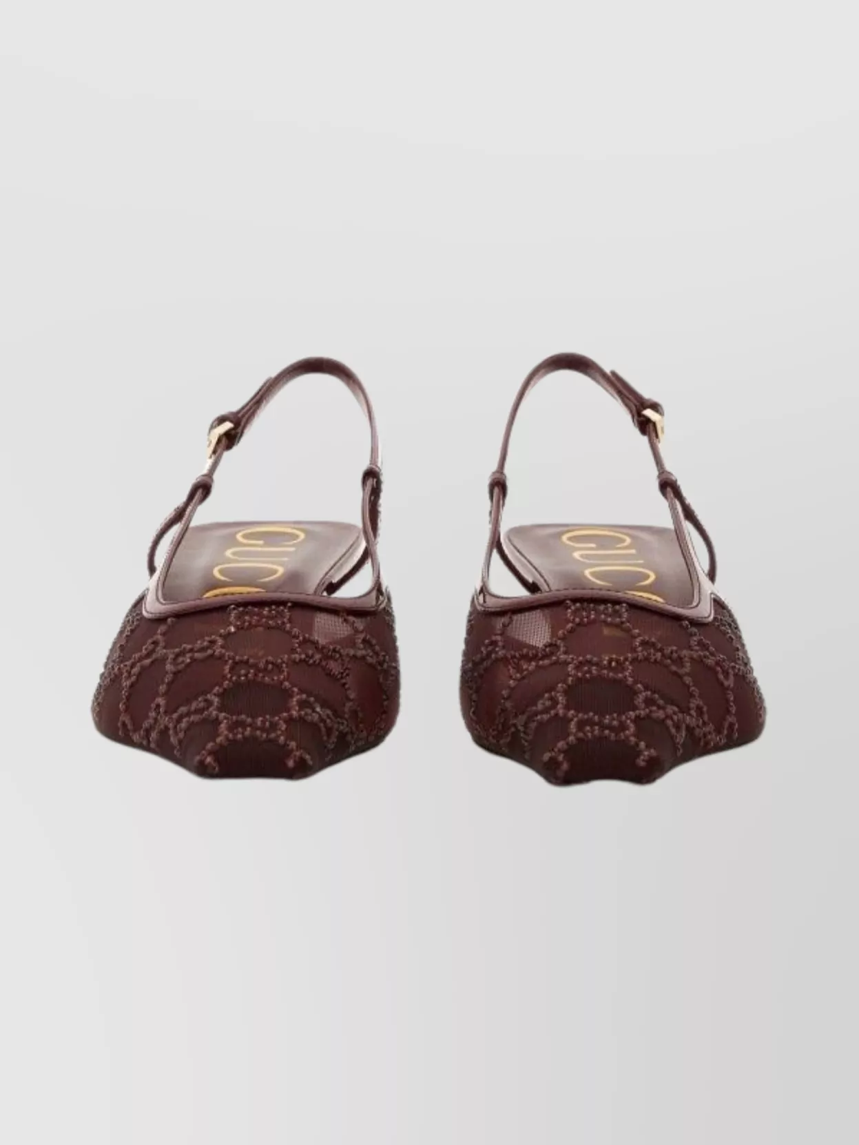 Gucci Crystal Embellished Slingback Pointed Pumps In Brown