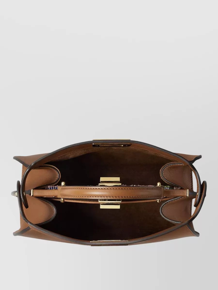 Fendi Peekaboo Calfskin Leather Tote Bag