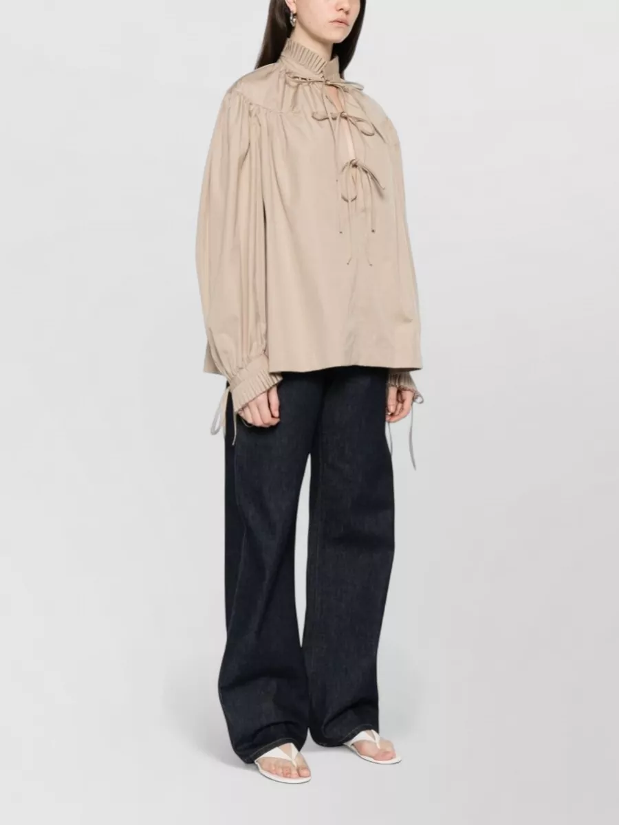 Dries Van Noten Silk Top Long Sleeves Tie Neck
