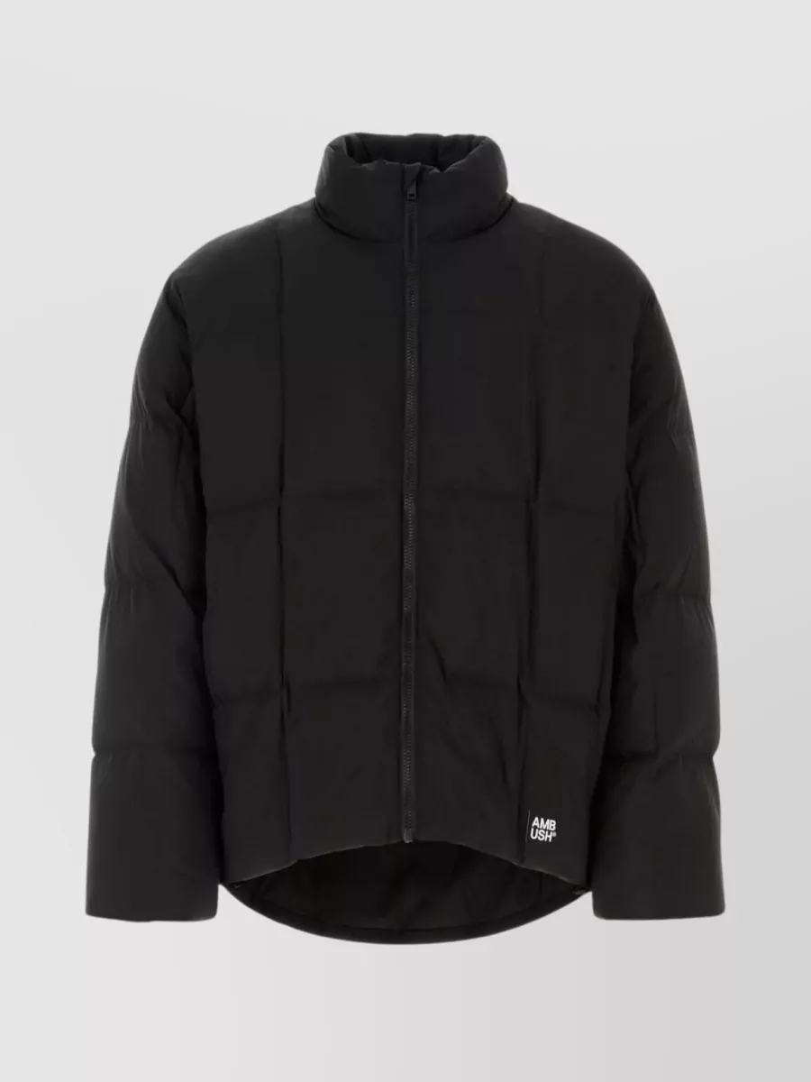 Shop Ambush Funnel Neck Quilted Polyester Jacket In Black