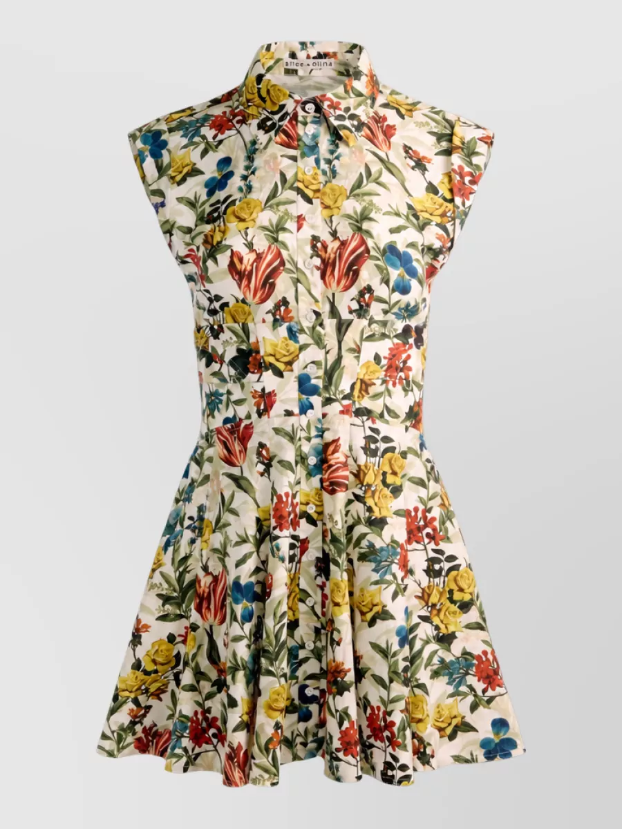 Alice + Olivia floral-print sleeveless paneled mini dress