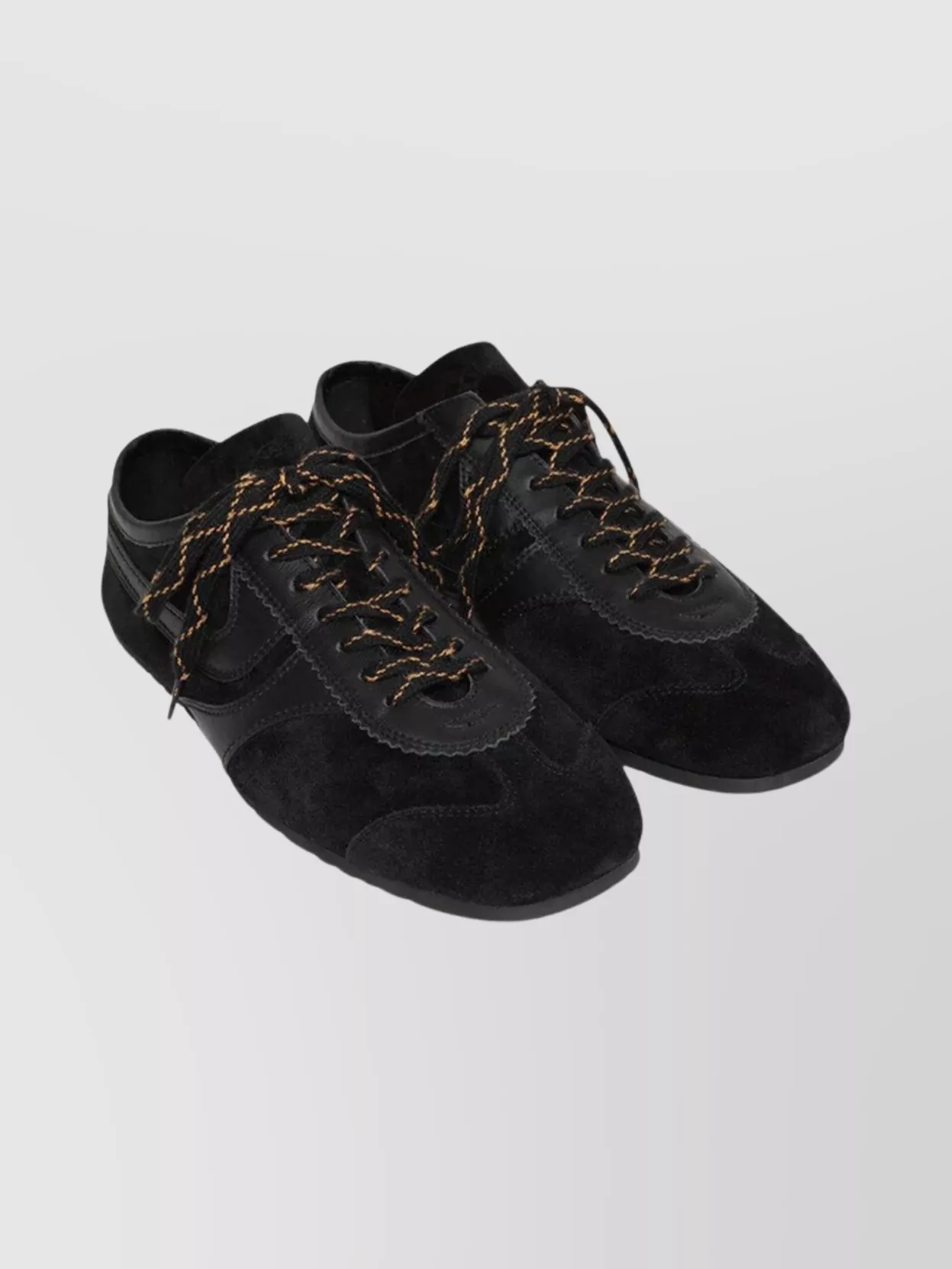 Dries Van Noten Suede Texture Sneakers Featuring Contrast Stitching In Black