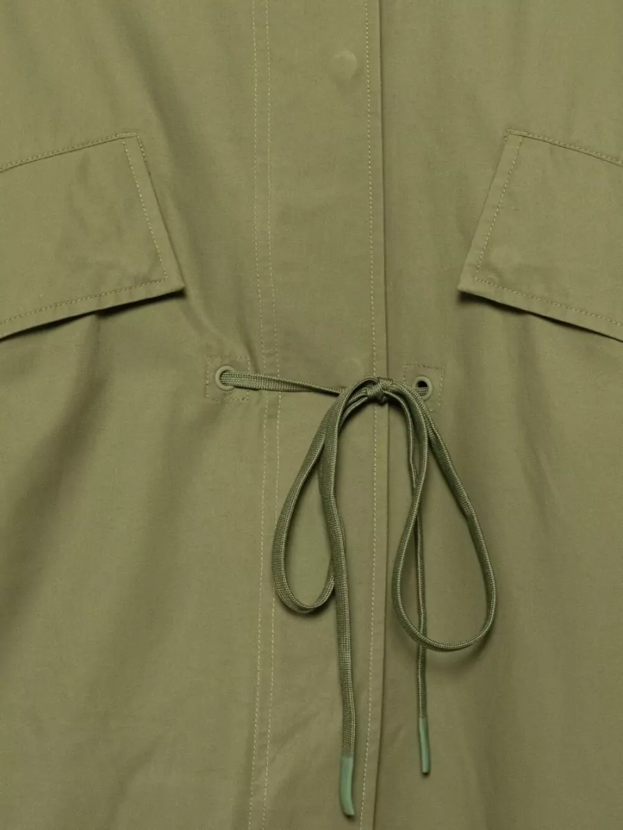 Closed Hooded Cotton Nylon Parka Coat