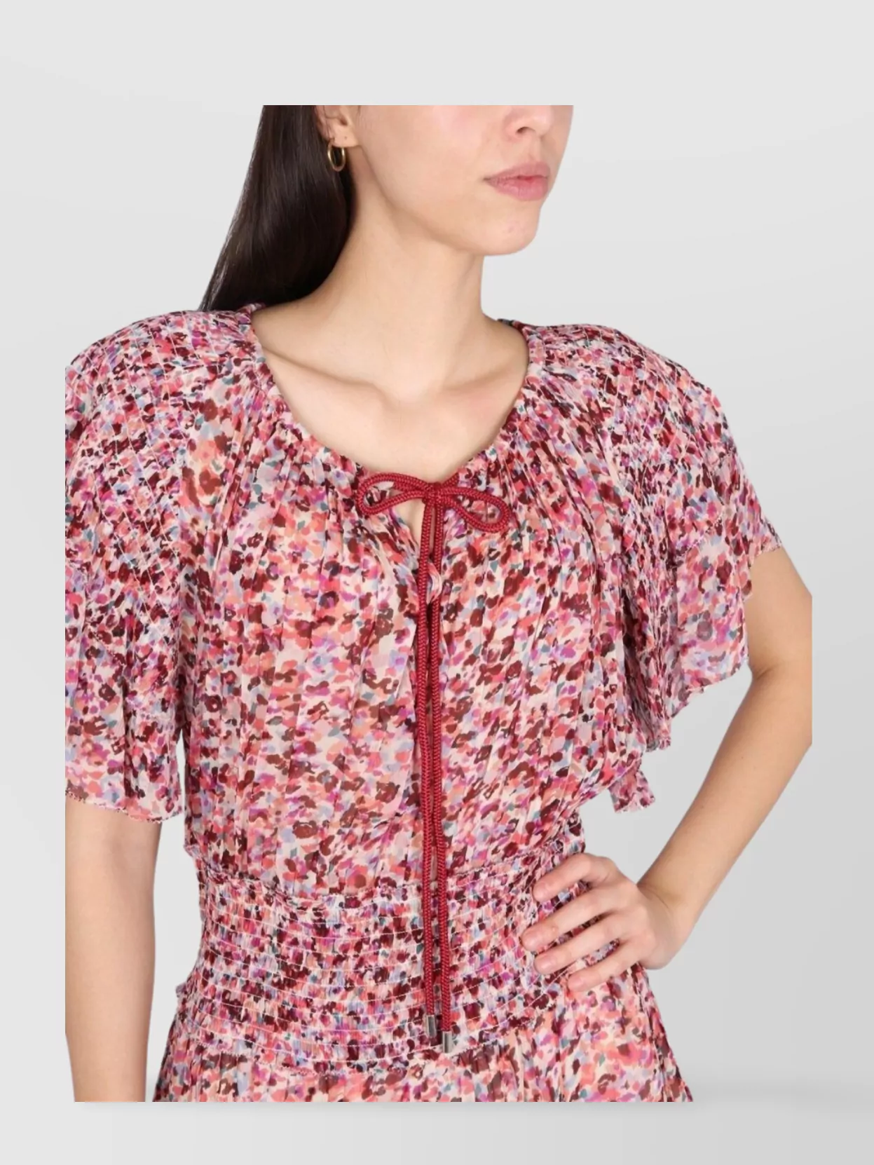 Shop Isabel Marant Étoile Florise Floral Layered Ruffle Tie Dress