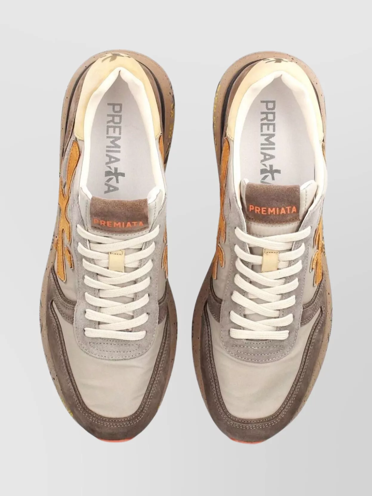 Premiata Logo Sneakers With Round Toe And Panels