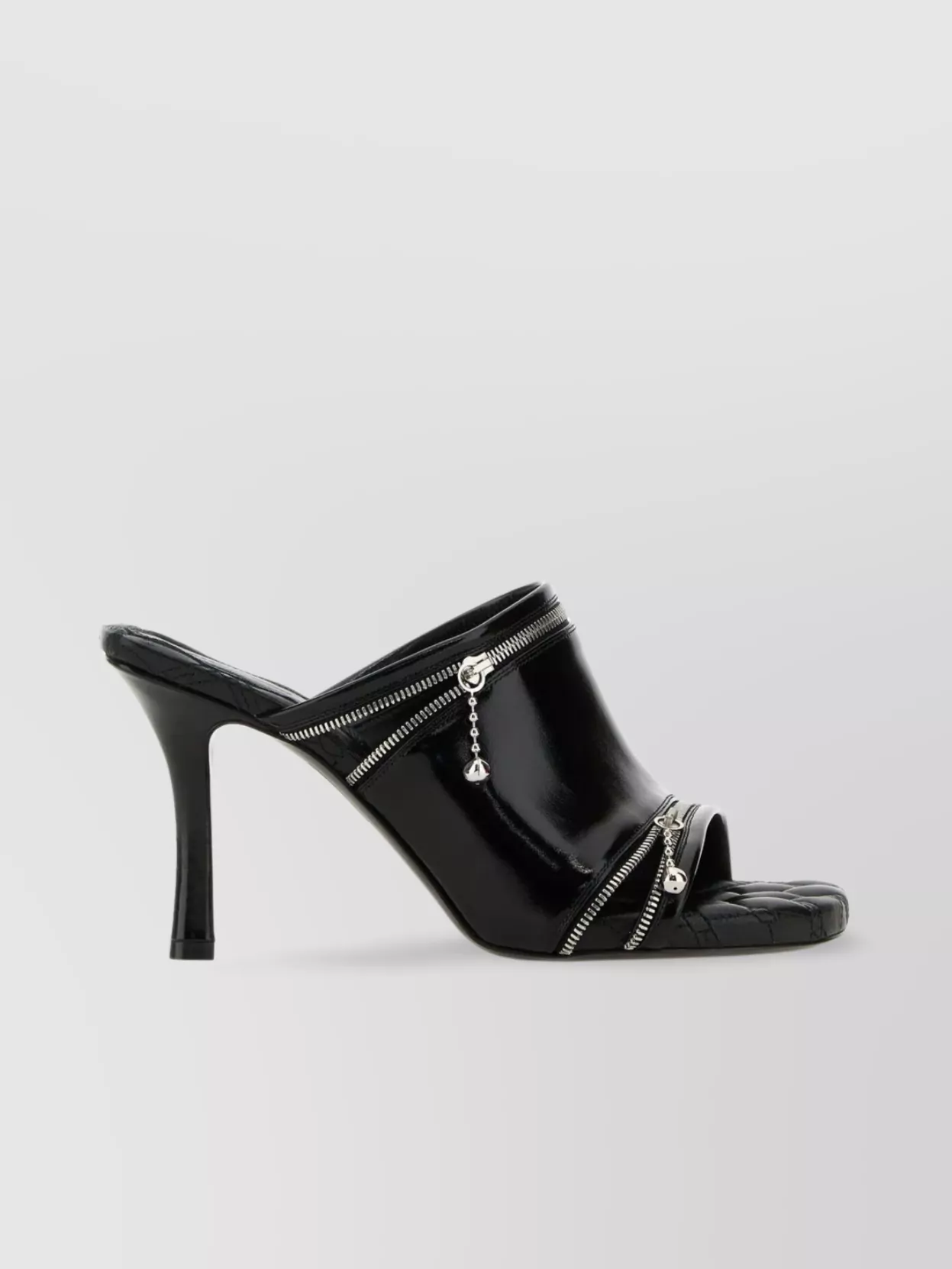 Shop Burberry Quilted Leather Peep-toe Mules In Black
